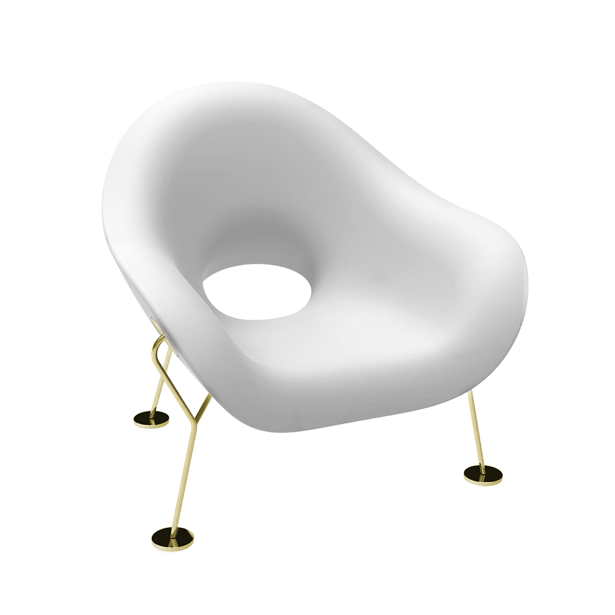 PUPA armchair white with brass base