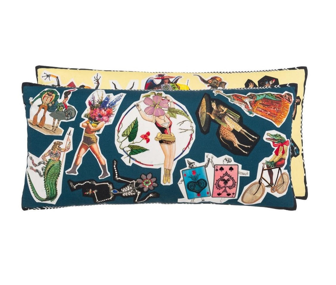 Double-sided pillow CIRCUS MULTICOLORE cotton satin