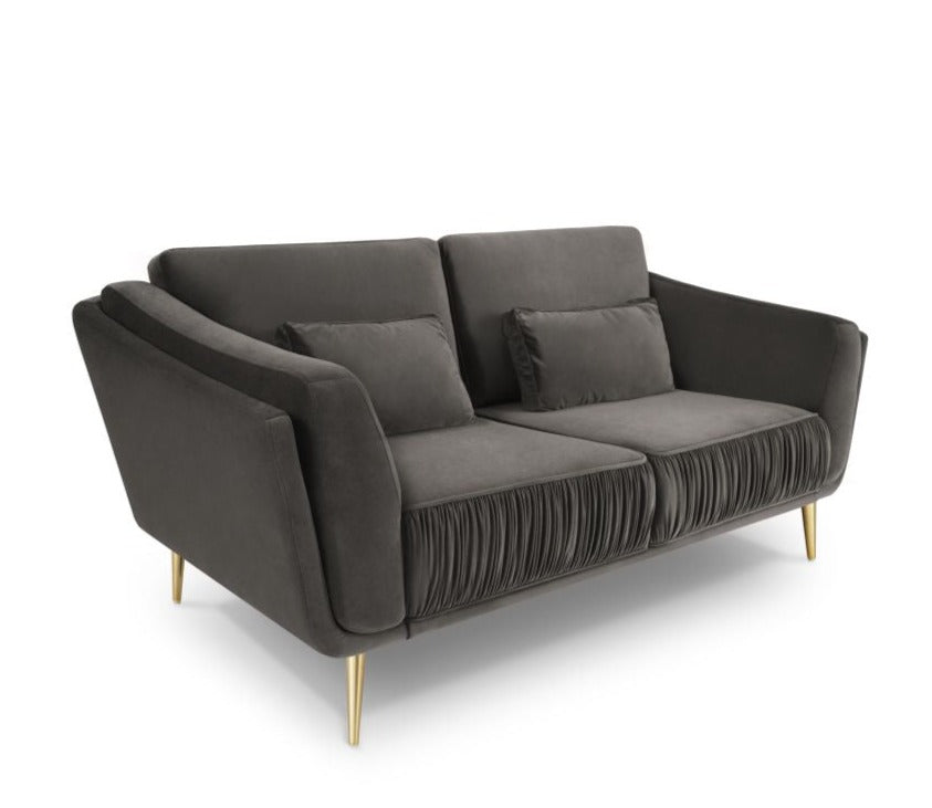 2-seater velvet sofa DAUPHINE dark grey
