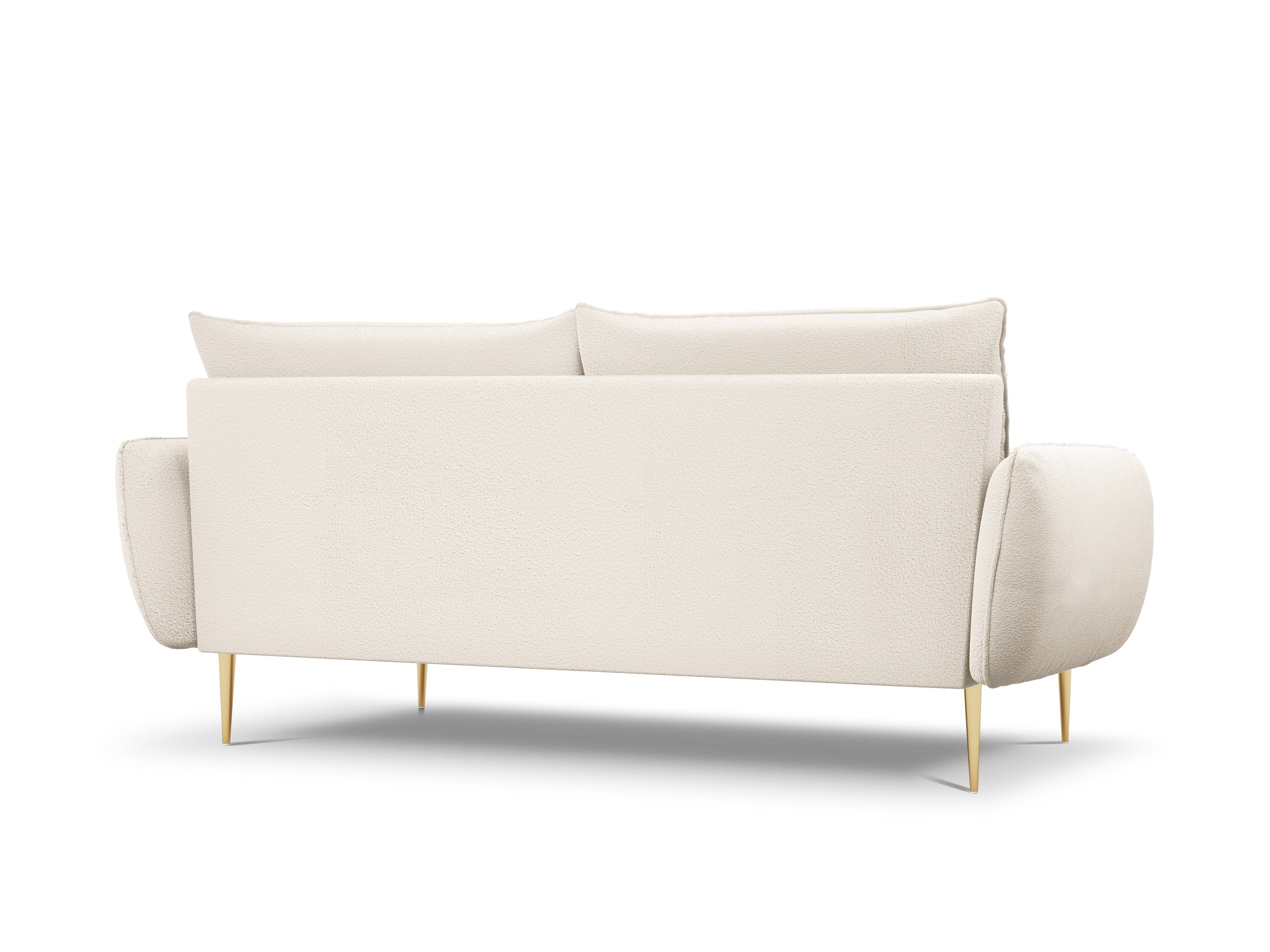 Sofa in boucle fabric 4-seater VIENNA beige with gold base