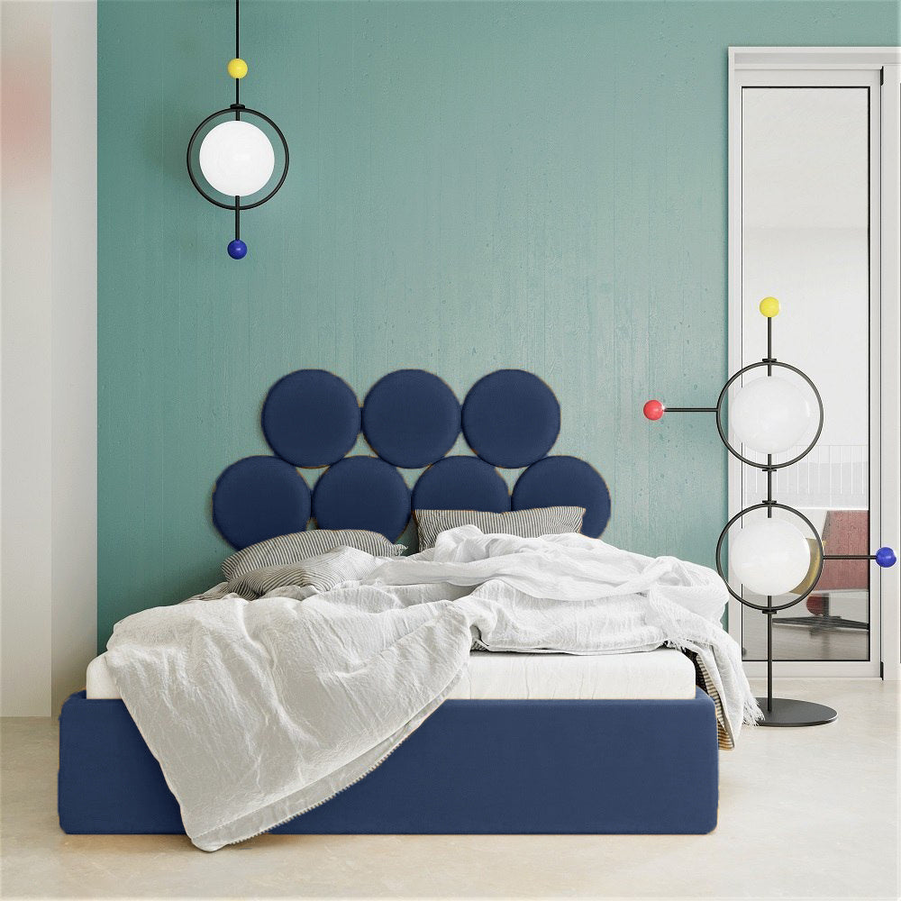 Upholstered bed BALL dark blue