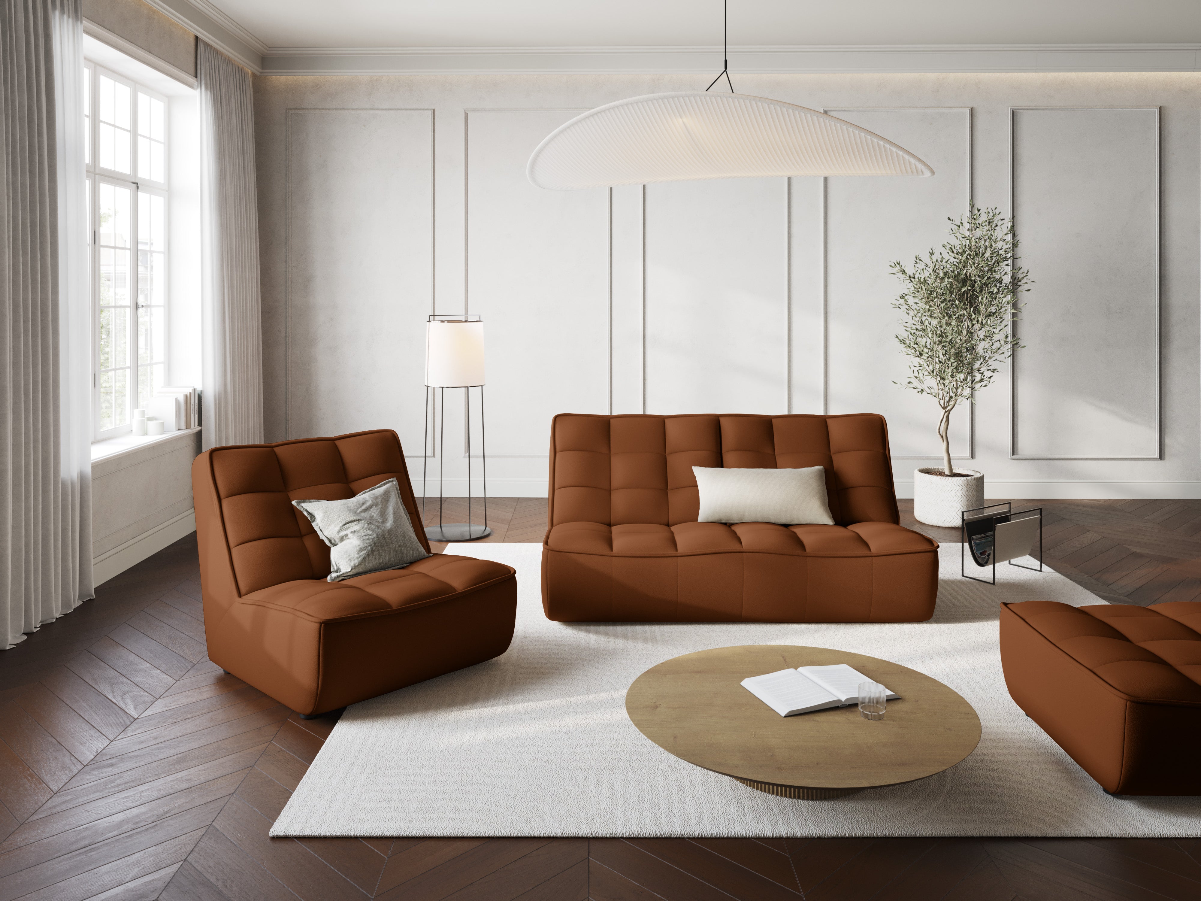 Sofa skórzana 2-osobowa MONI brązowy, Maison Heritage, Eye on Design