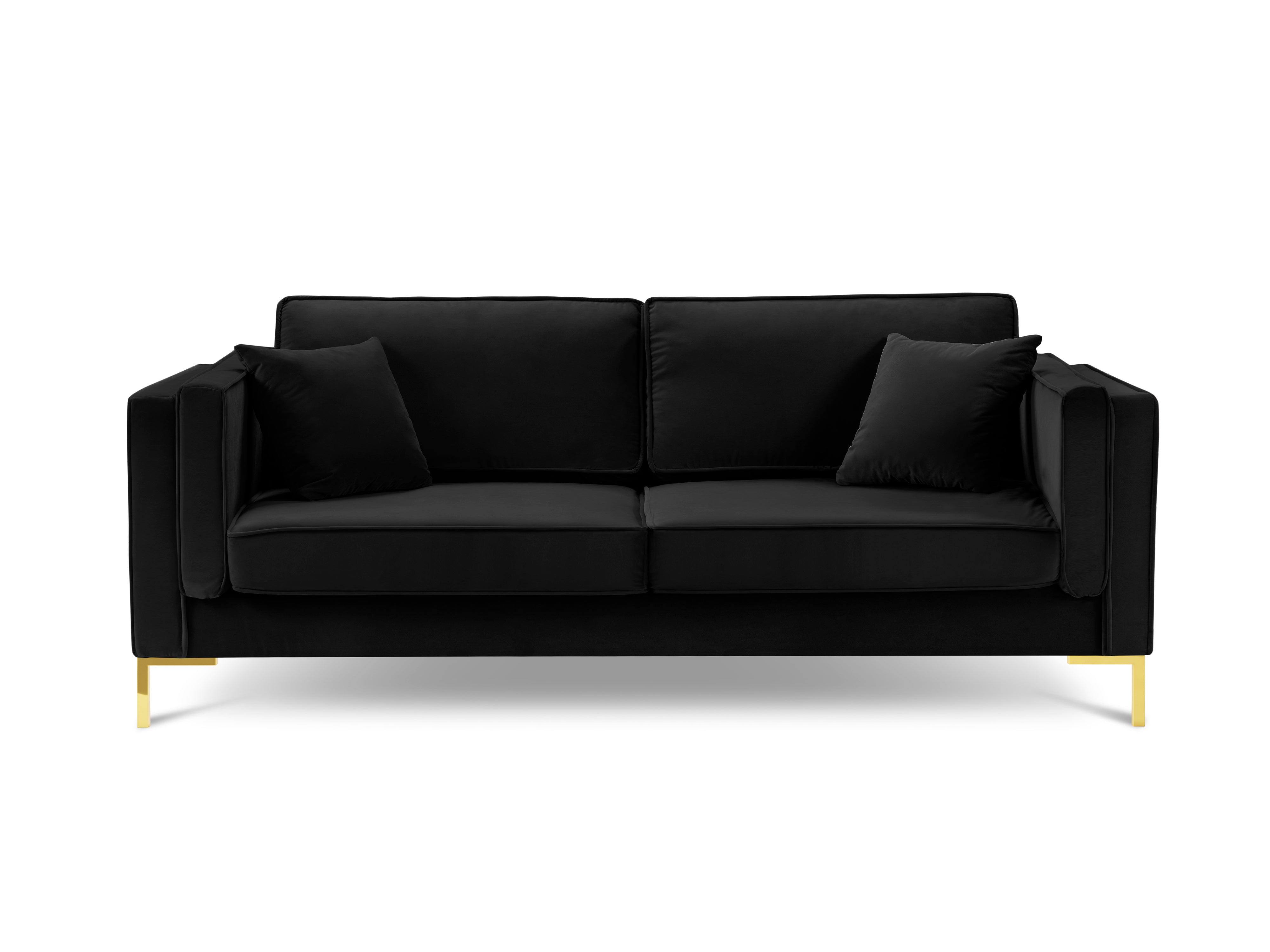 LUIS black velvet 3-seater sofa with gold base