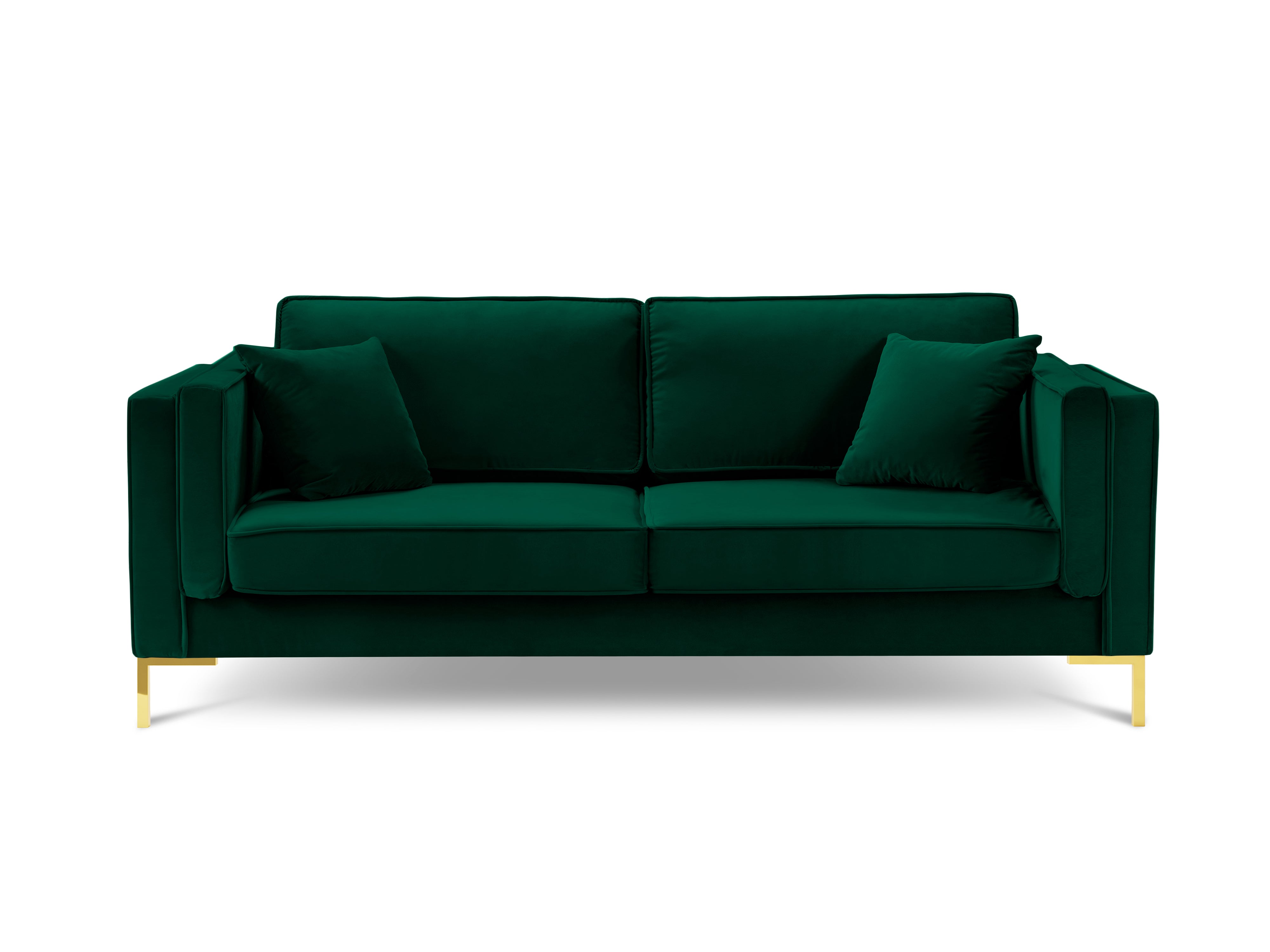 LUIS bottle green velvet 4-seater sofa with gold base