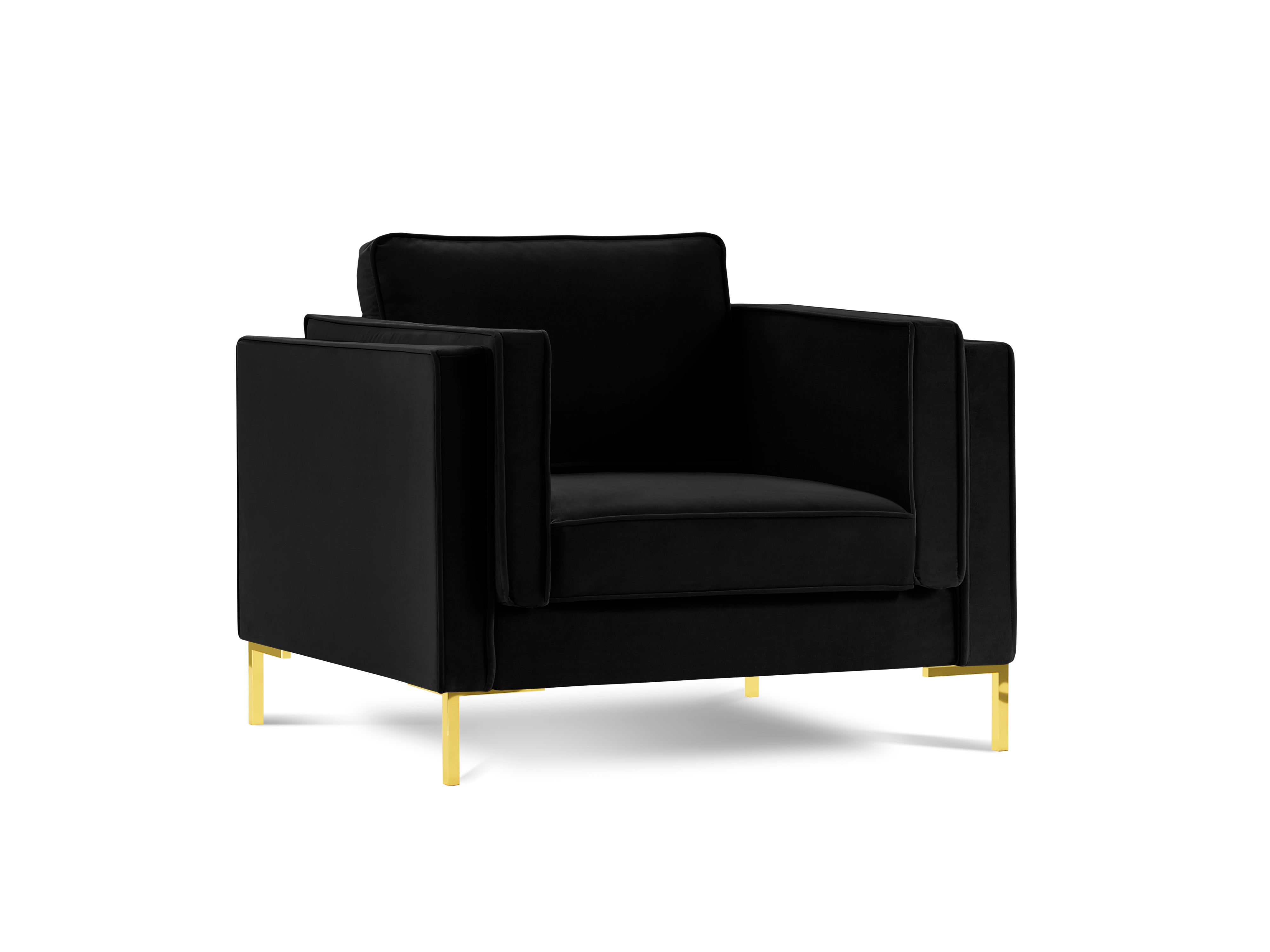 LUIS black velvet armchair with gold base