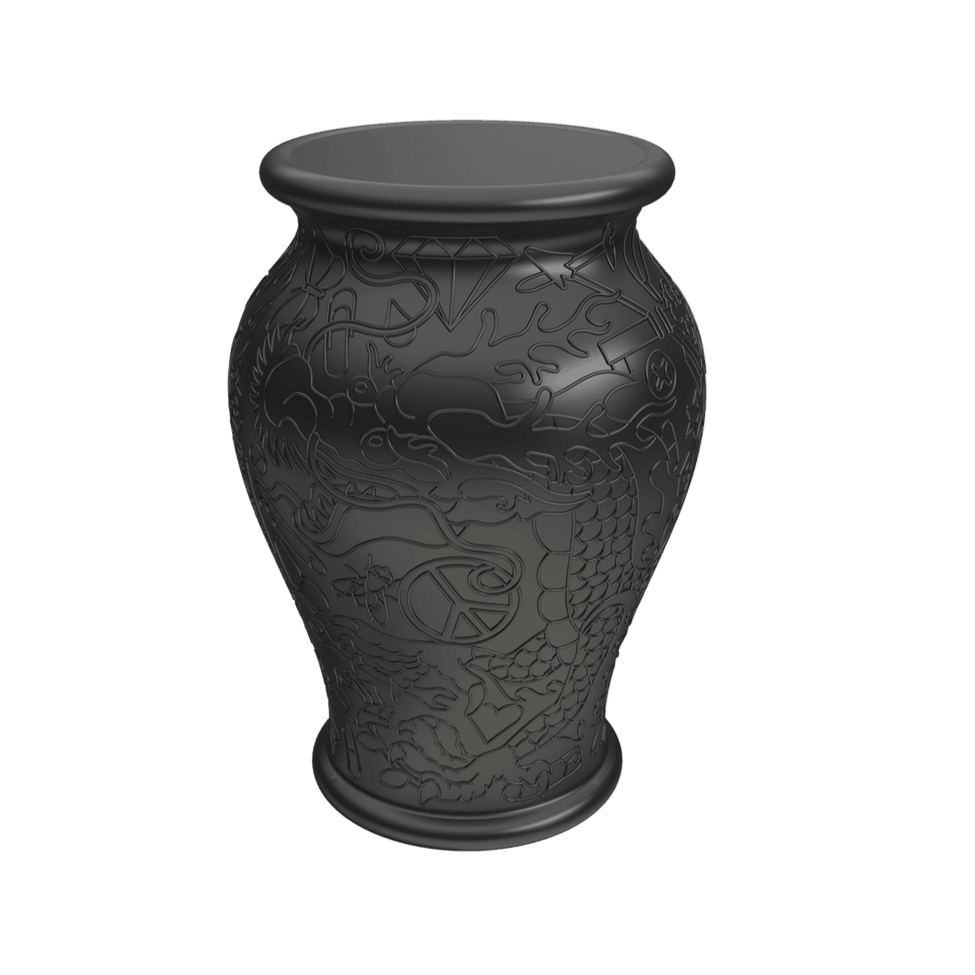 Ming is a designer vase object that can act as a stool or table. Mingg is the result of re -reading by the Job studio of a typical Chinese porcelain vase, an ancient symbol of oriental culture, usually decorated with images of dragons, animals and flowers.