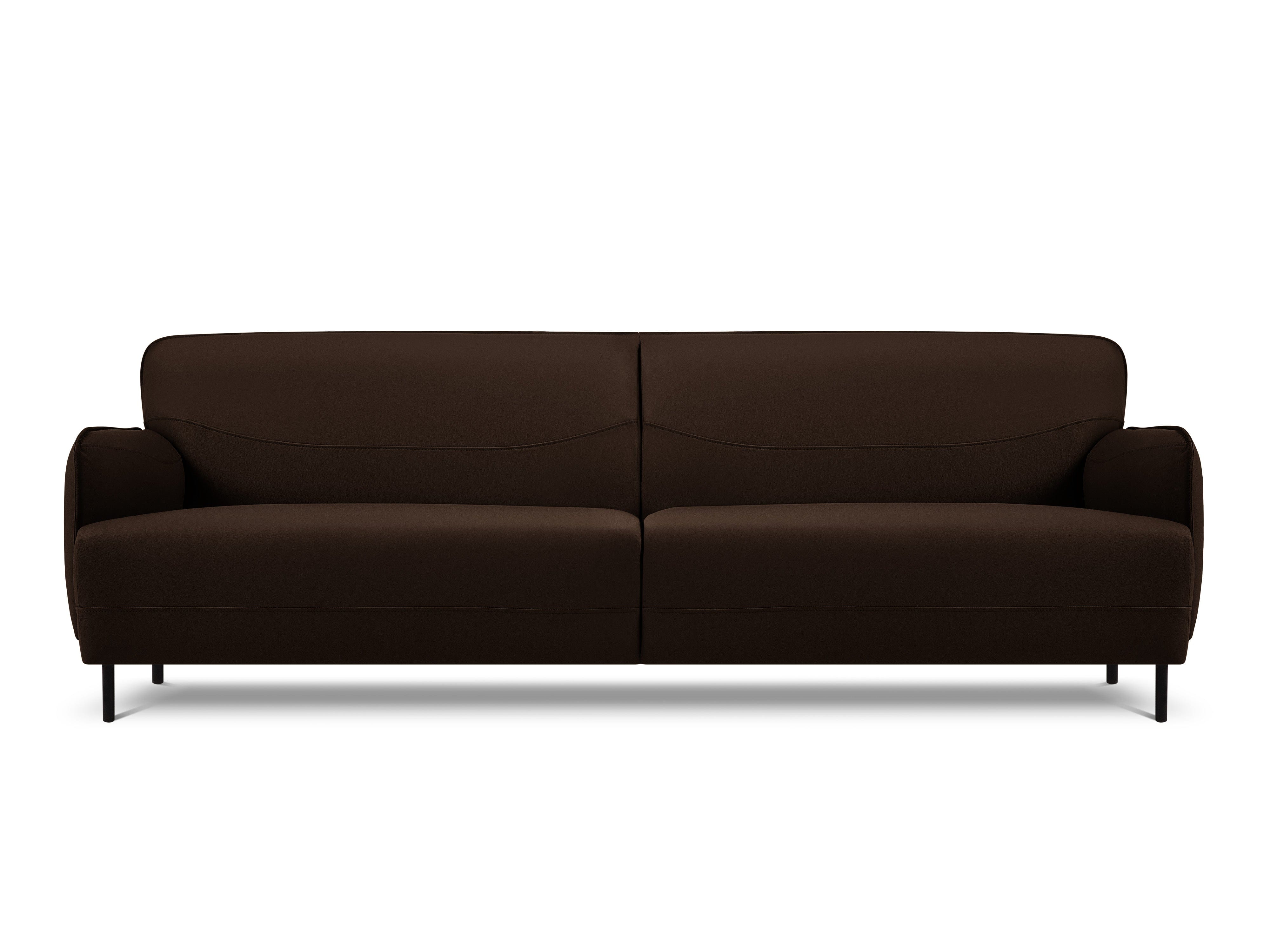 Genuine Leather Sofa, "Neso", 3 Seats, 235x90x76
 ,Brown,Black Metal, Windsor & Co, Eye on Design