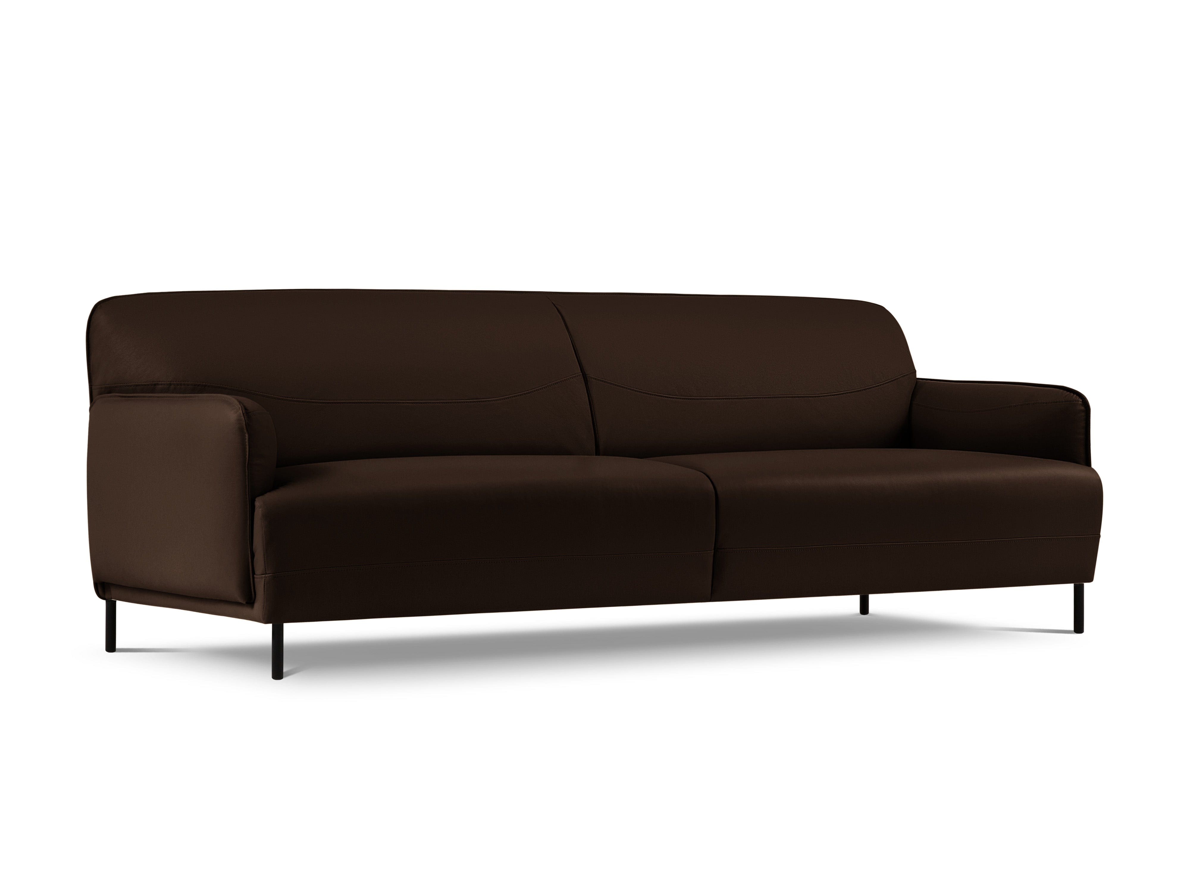Genuine Leather Sofa, "Neso", 3 Seats, 235x90x76
 ,Brown,Black Metal, Windsor & Co, Eye on Design