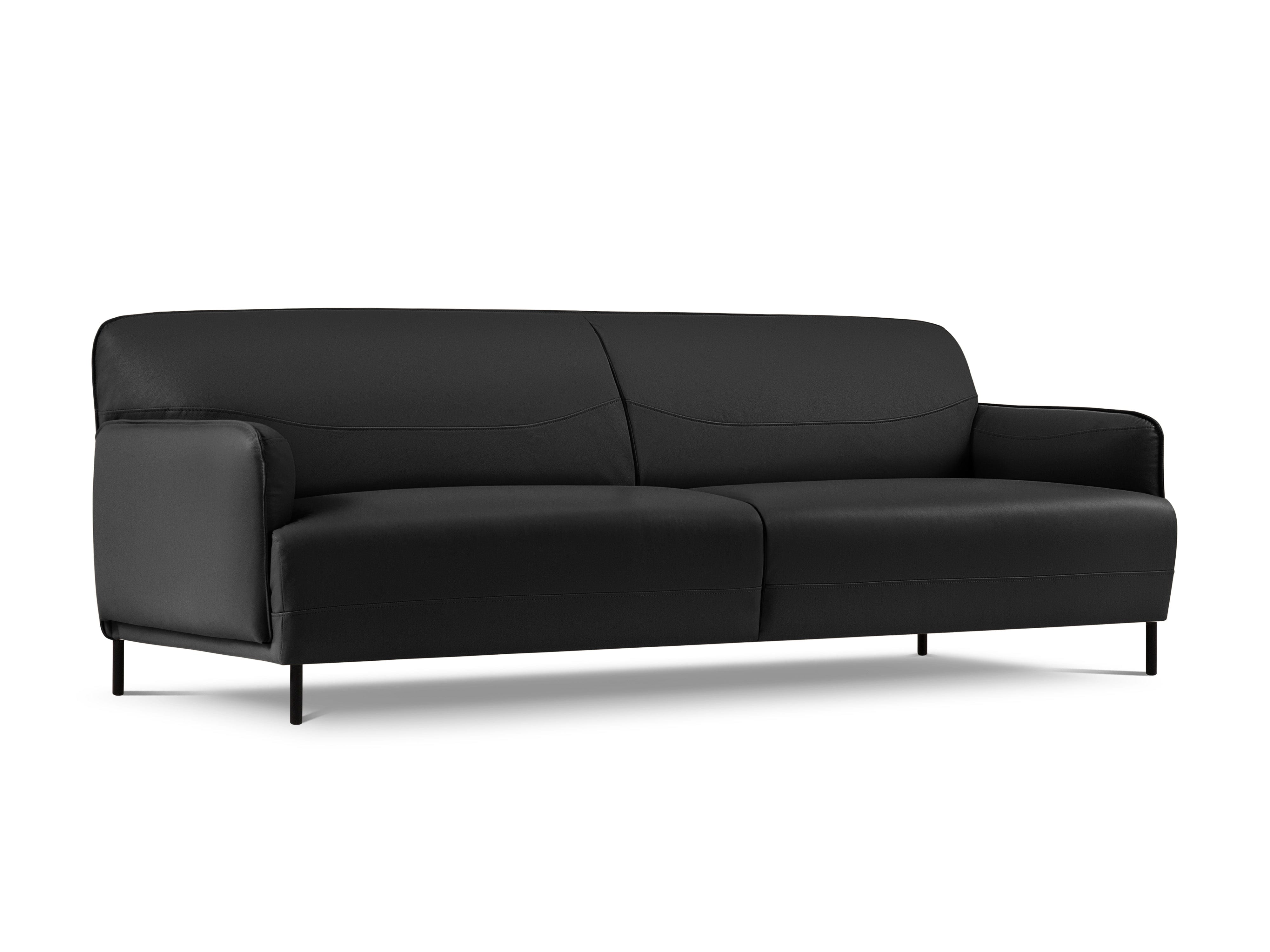 Genuine Leather Sofa, "Neso", 3 Seats, 235x90x76
 ,Dark Grey,Black Metal, Windsor & Co, Eye on Design