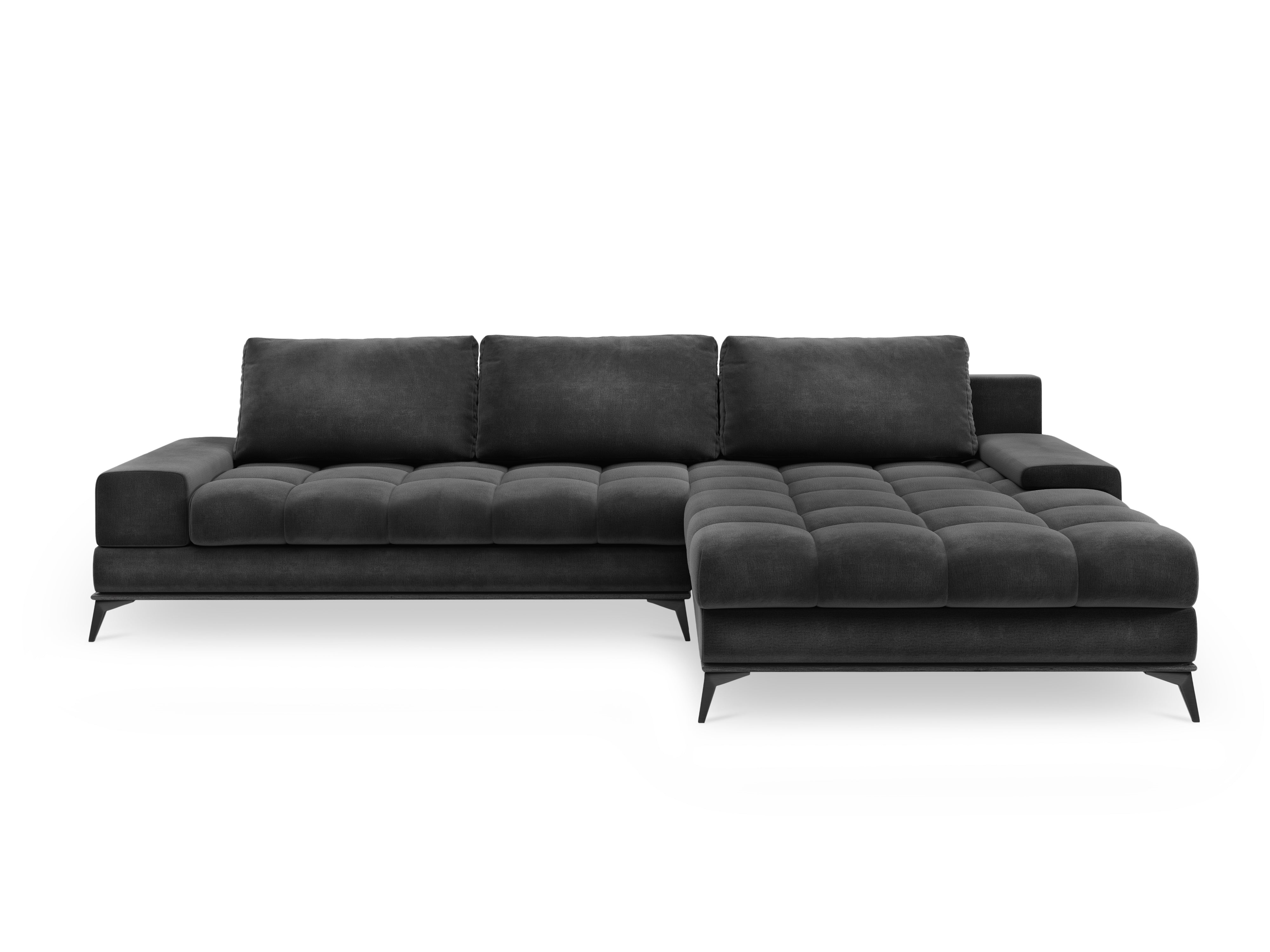 Right side velvet corner sofa with sleeping function DENEB dark grey, Windsor & Co, Eye on Design