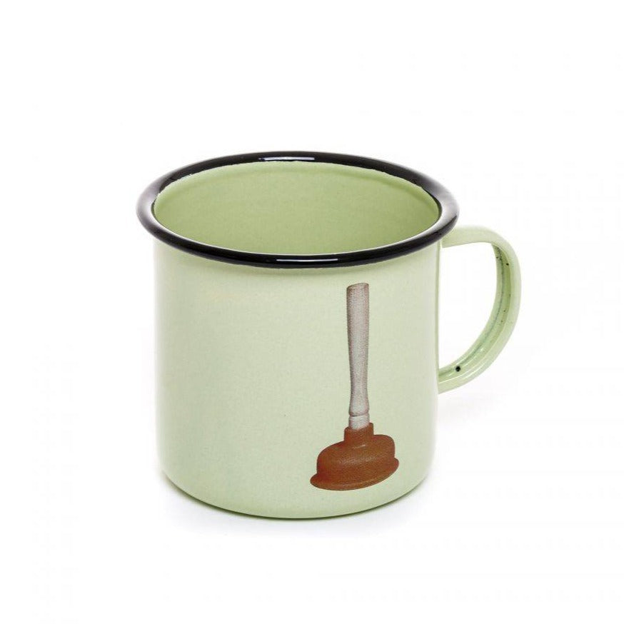 Enamel mug PLUNGER green