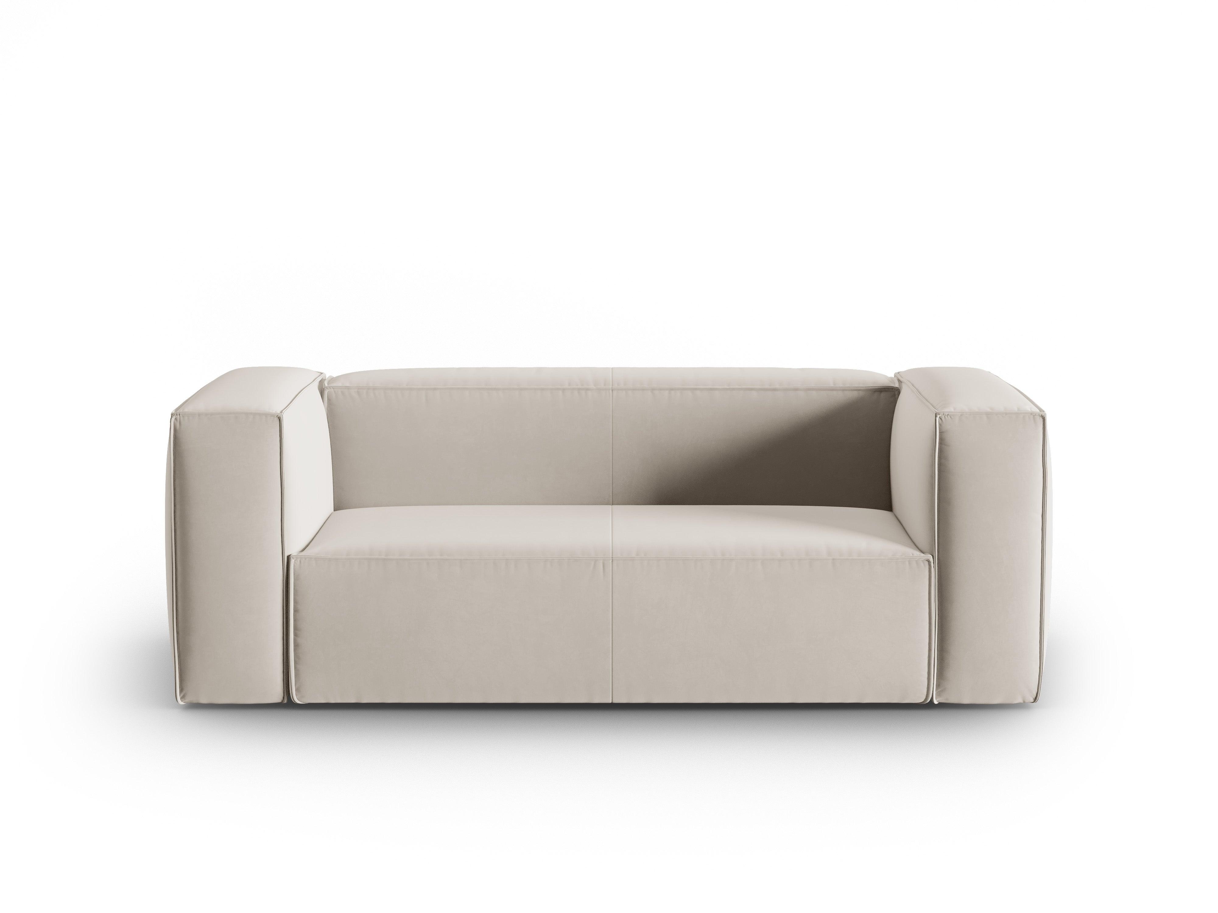 Velvet 2-seater sofa MACKAY light beige