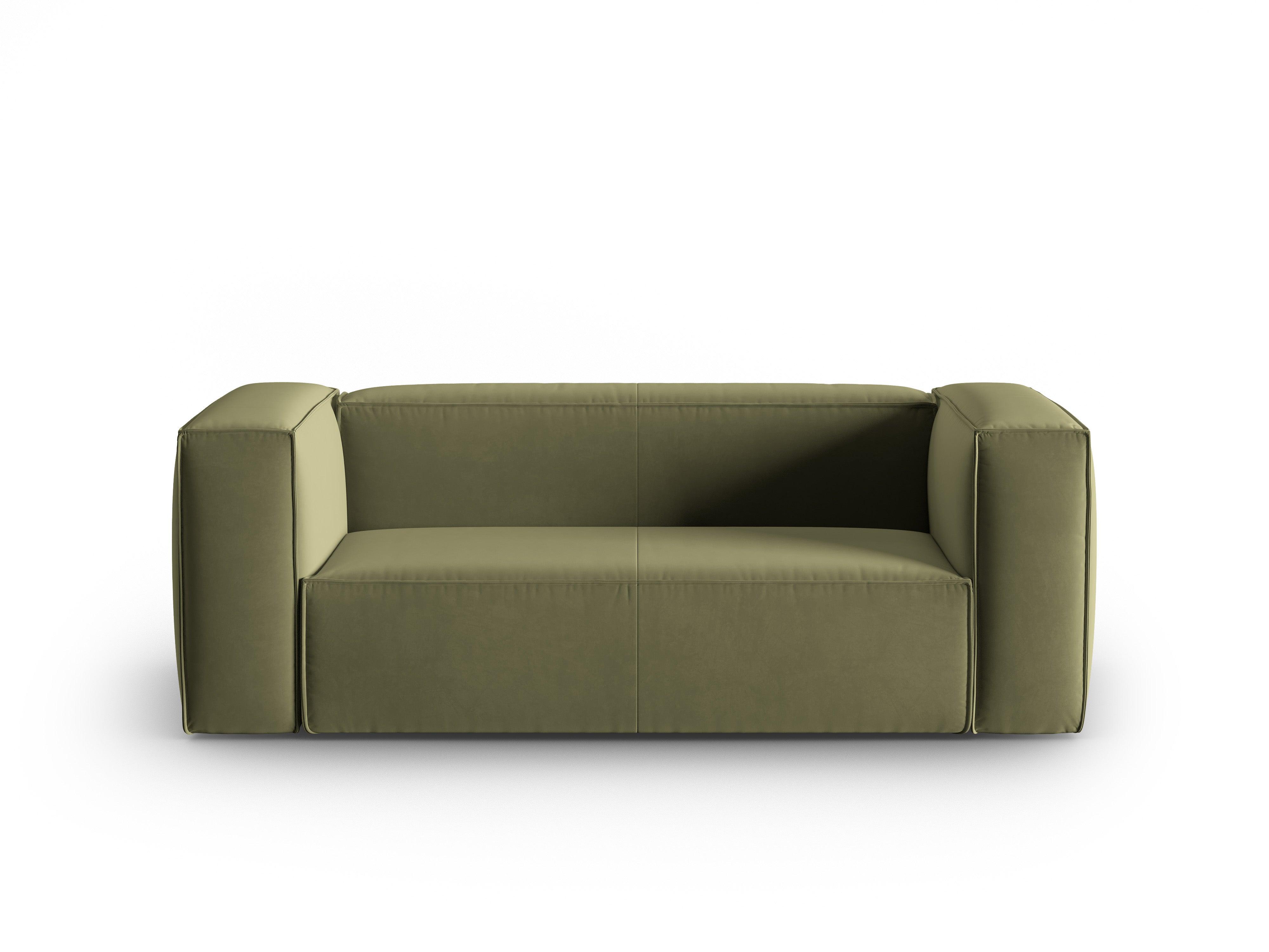 Velvet 2-seater sofa MACKAY light green