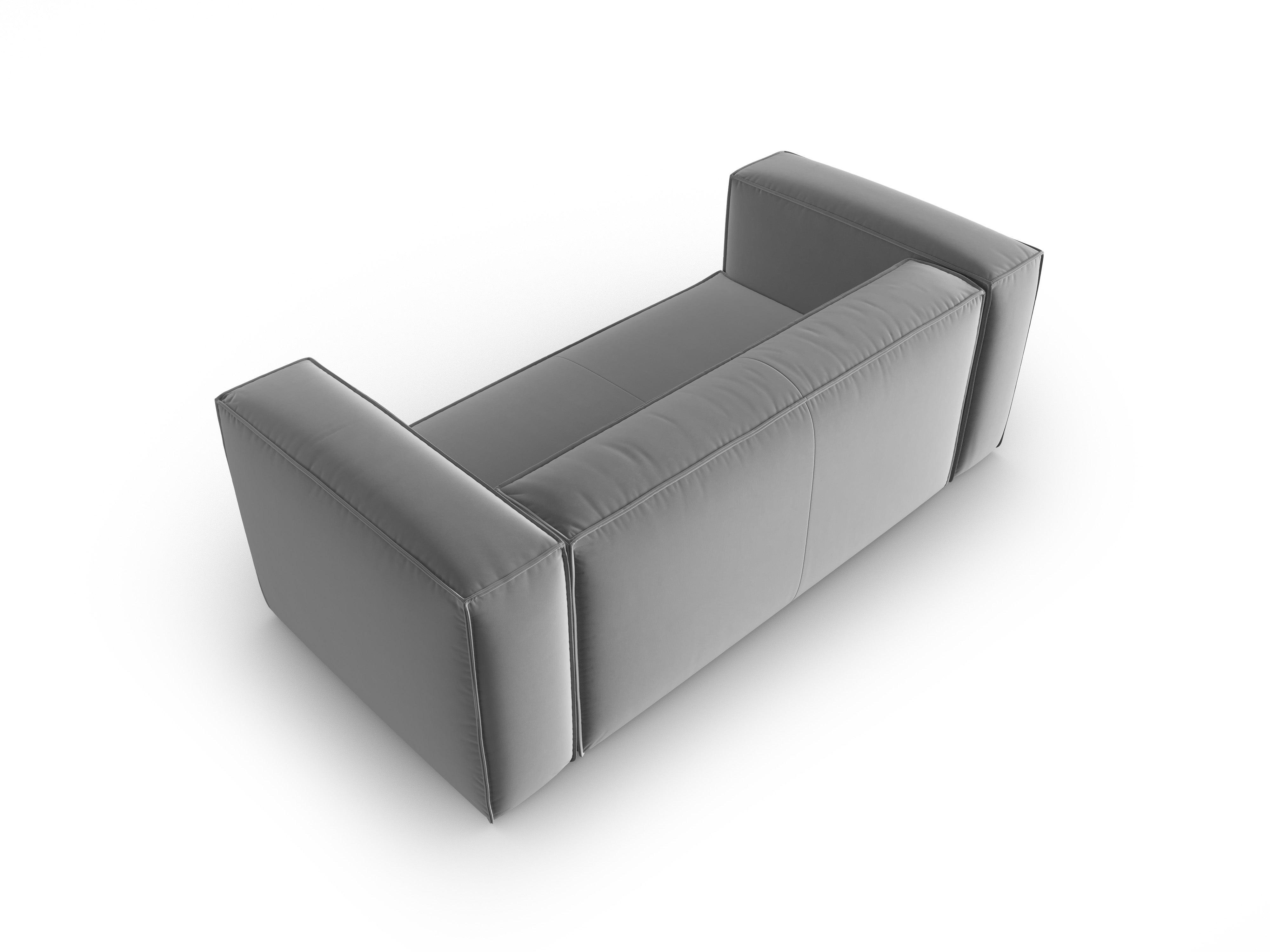 Velvet 2-seater sofa MACKAY light grey