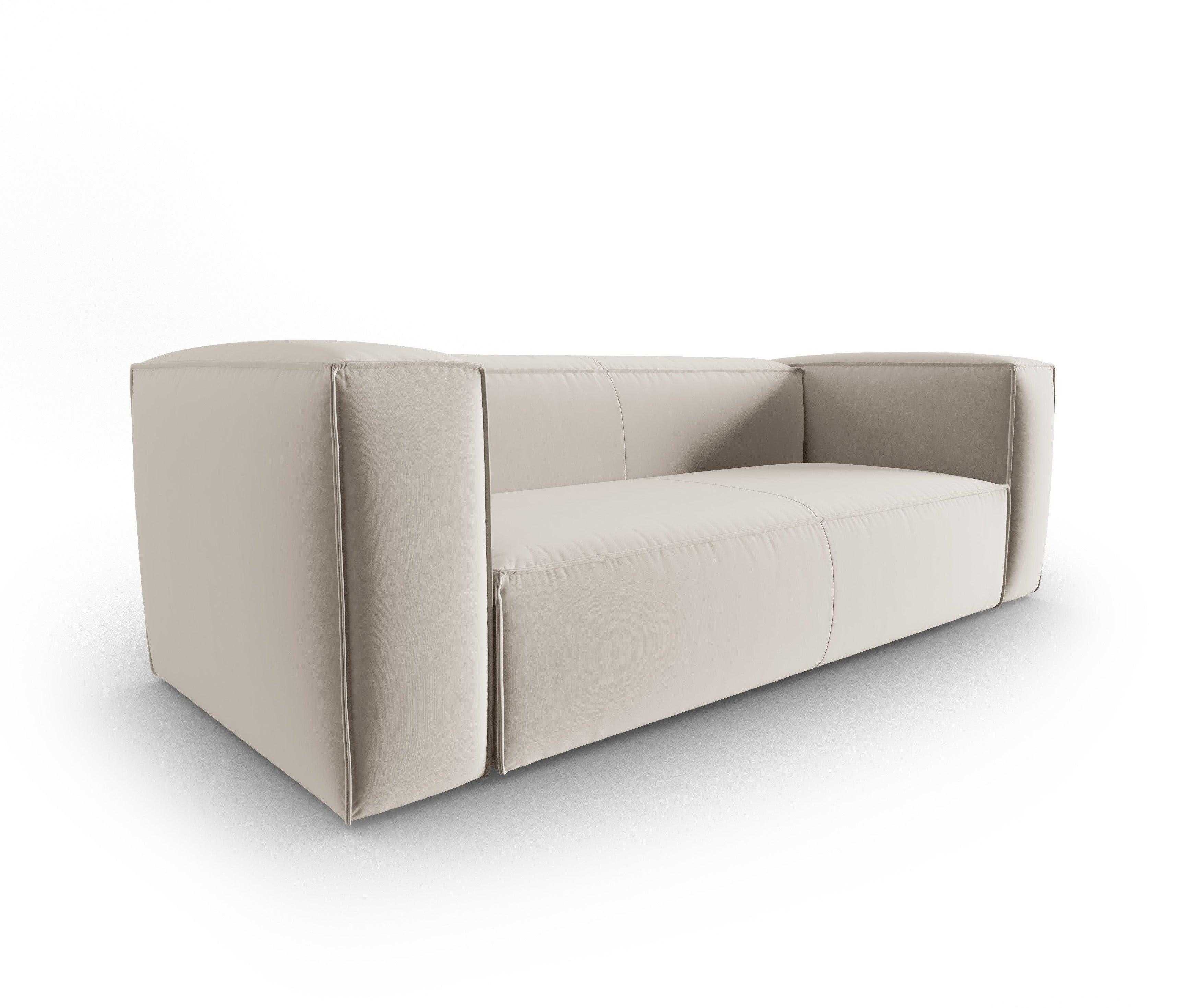 Velvet 3-seater sofa MACKAY light beige