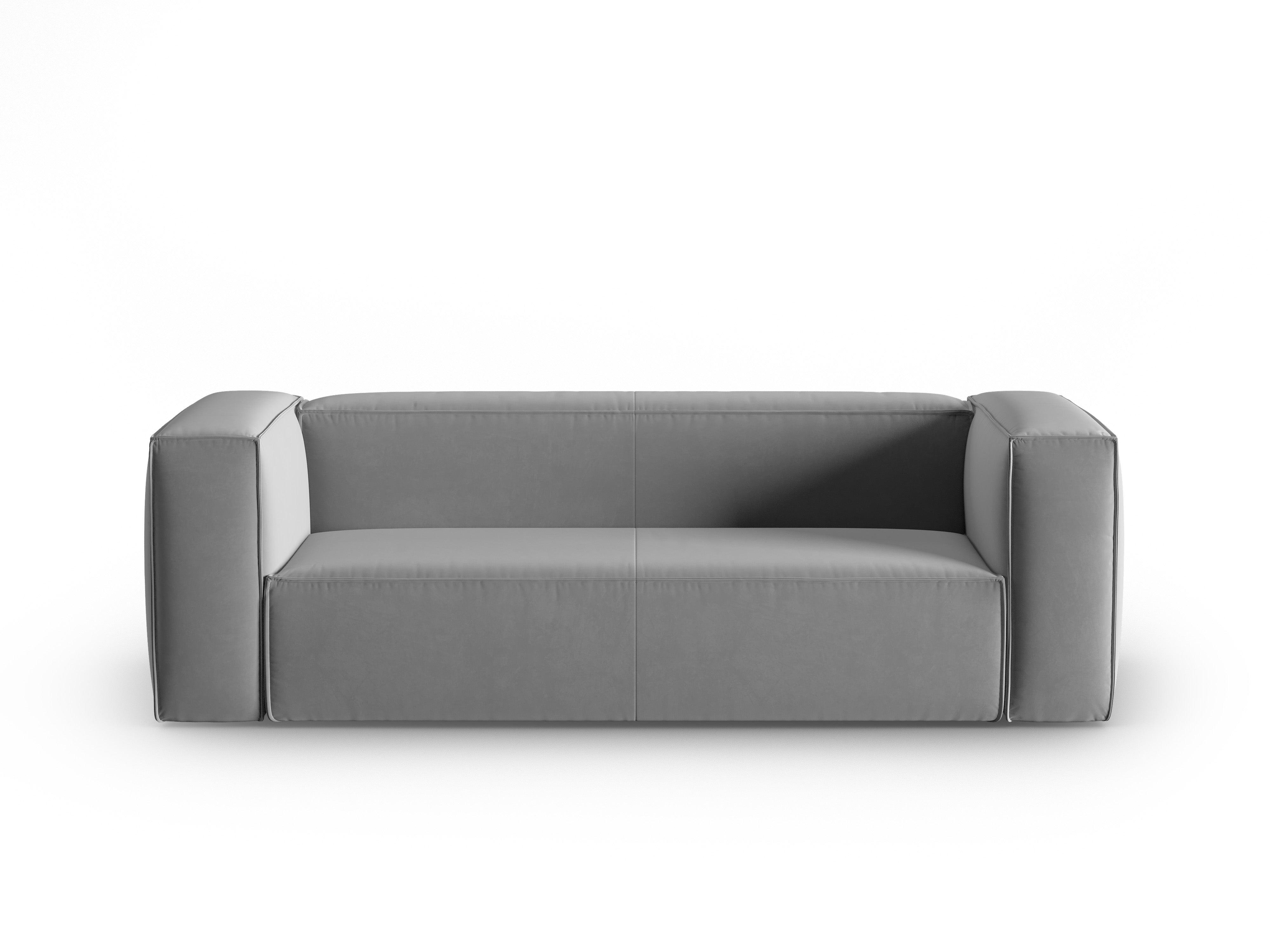 Velvet 3-seater sofa MACKAY light grey