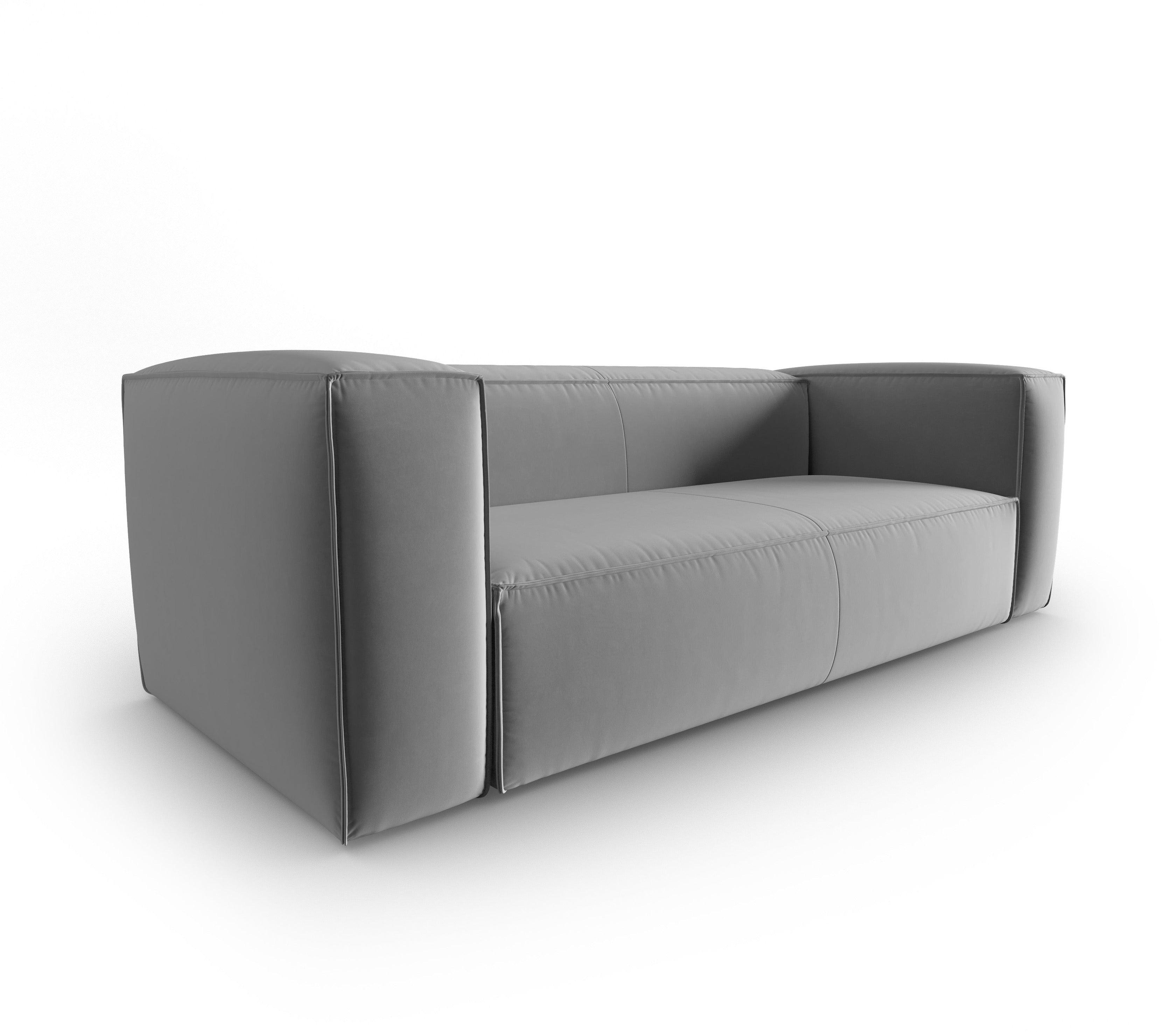 Velvet 3-seater sofa MACKAY light grey