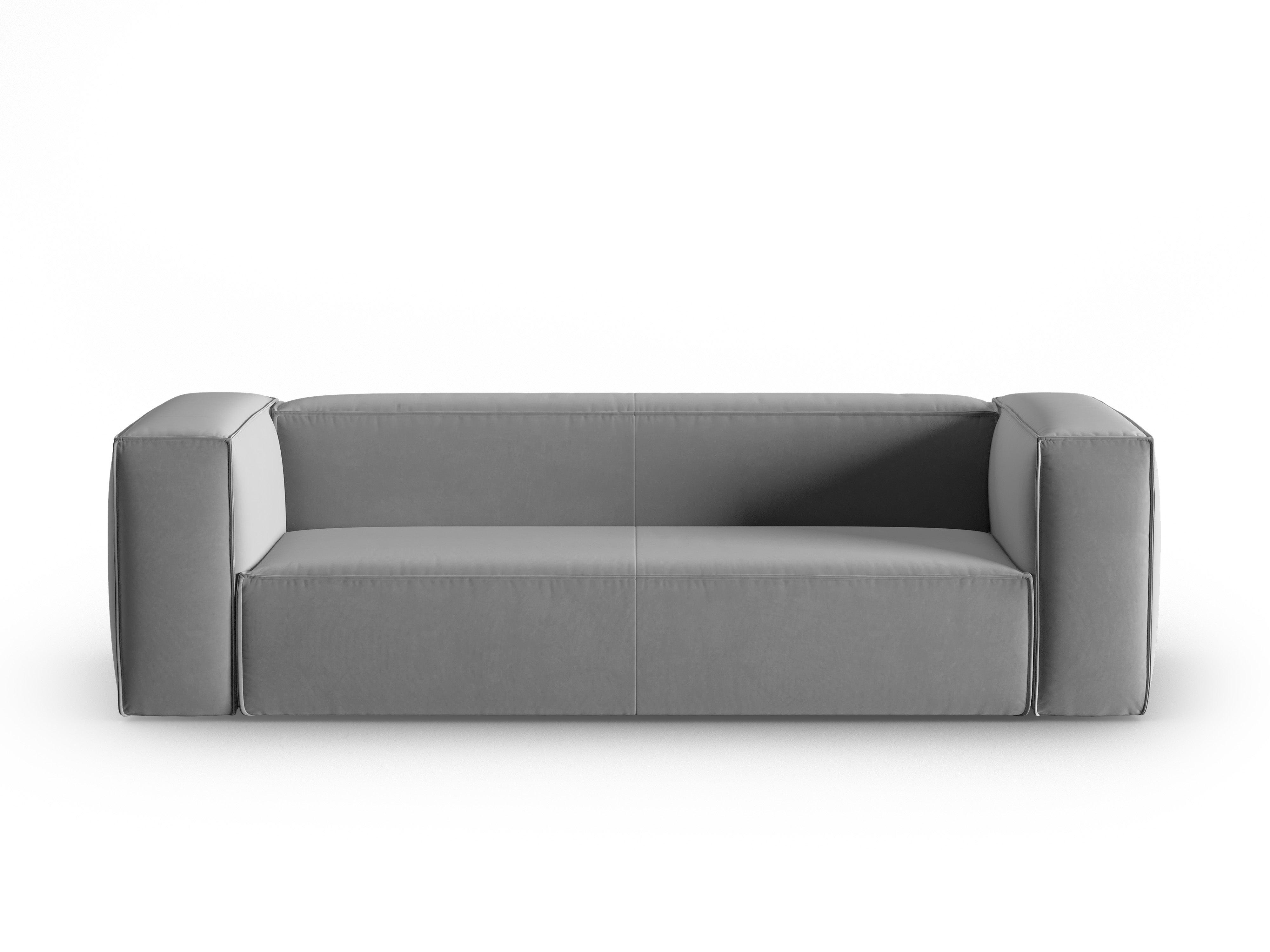 Velvet 4-seater sofa MACKAY light grey