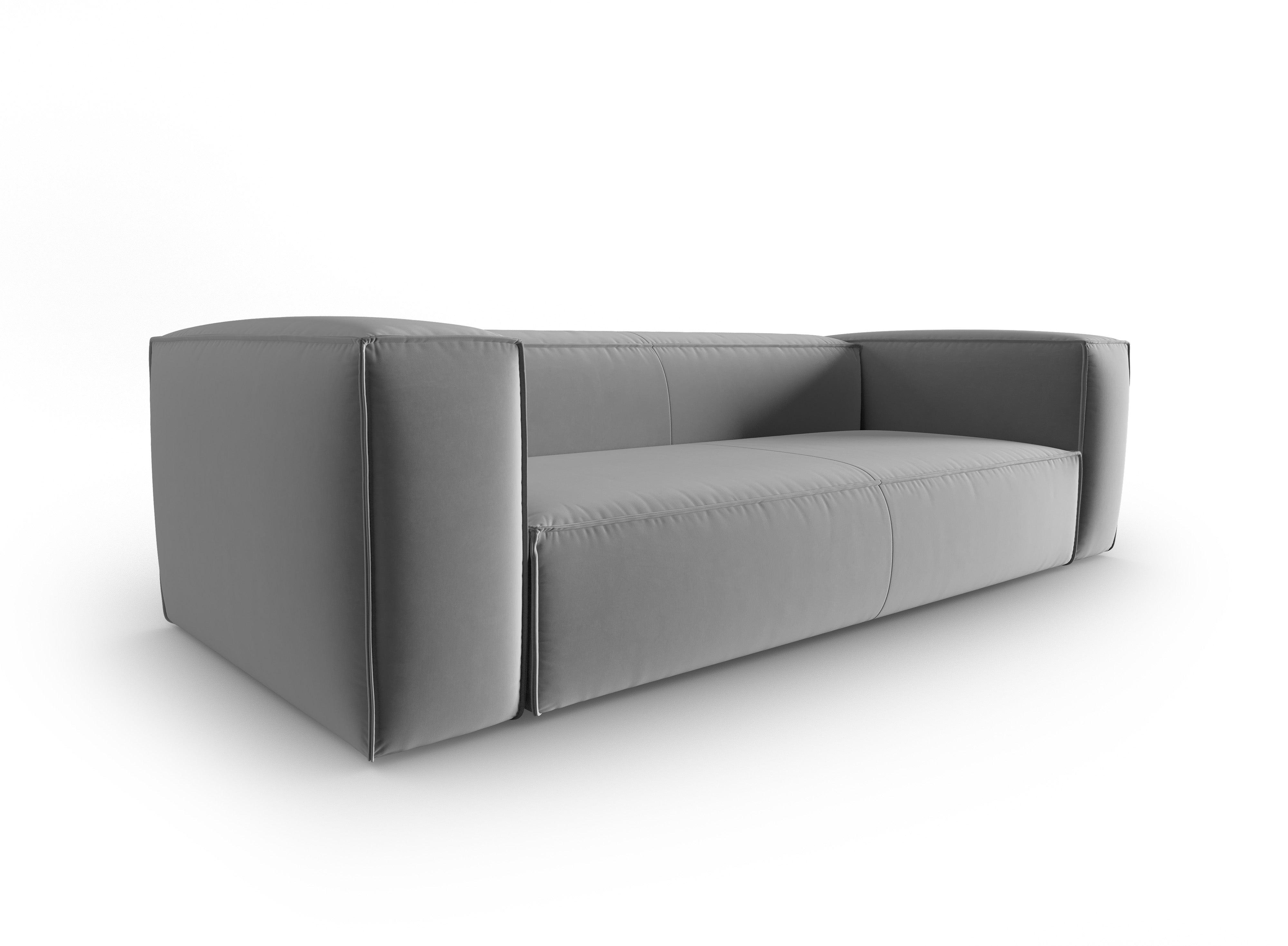 Velvet 4-seater sofa MACKAY light grey