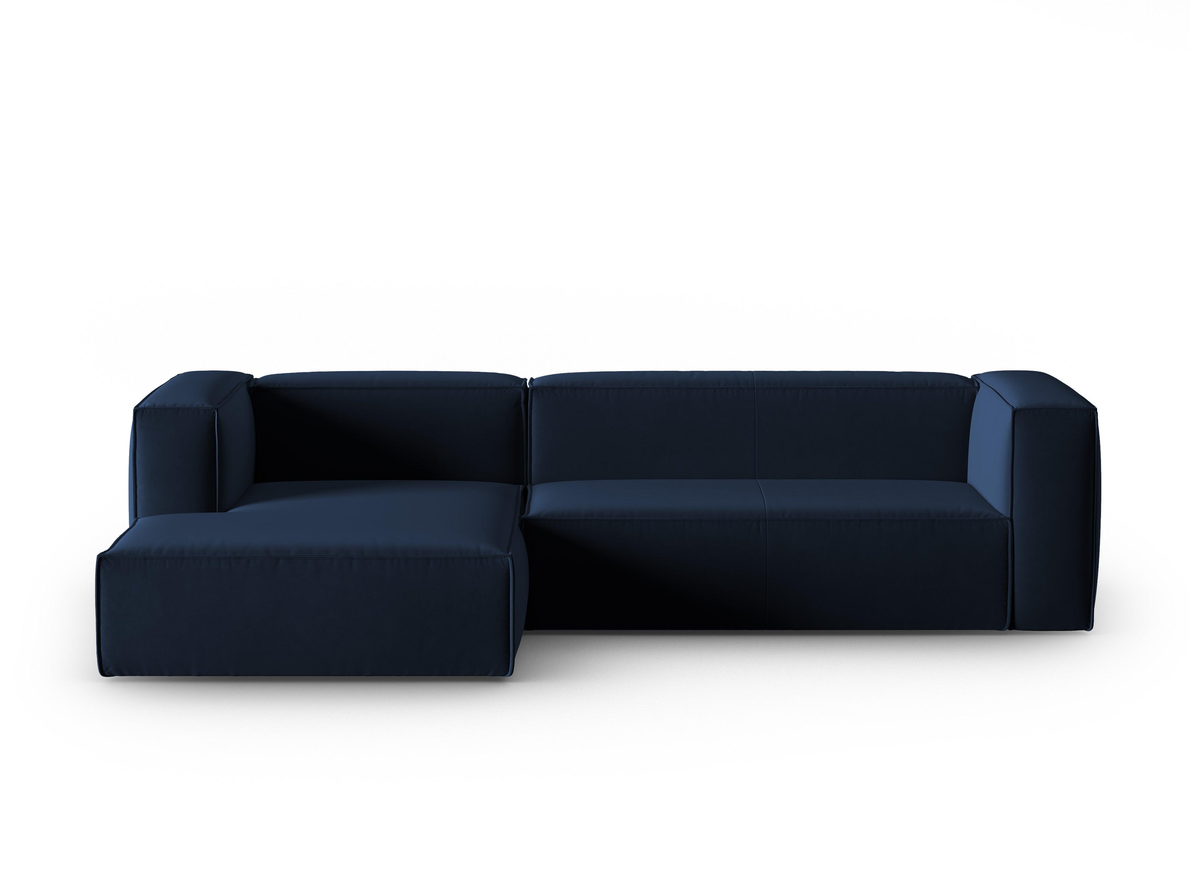 Corner velvet 4-seater left MACKAY royal blue