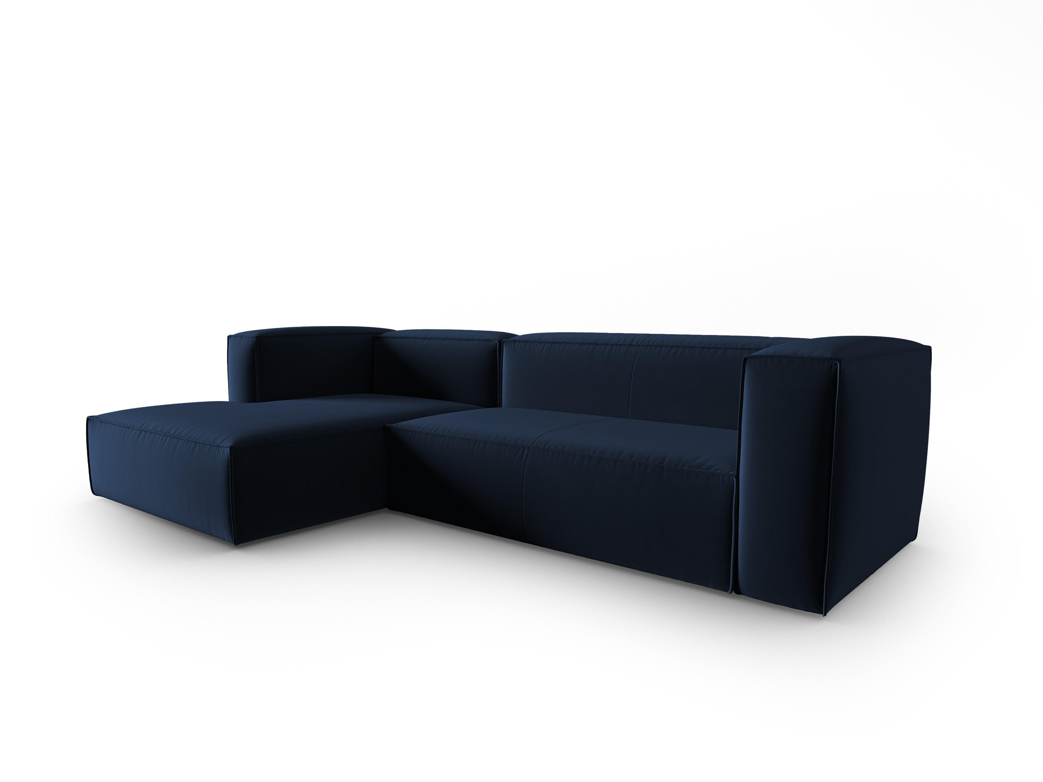 Corner velvet 4-seater left MACKAY royal blue