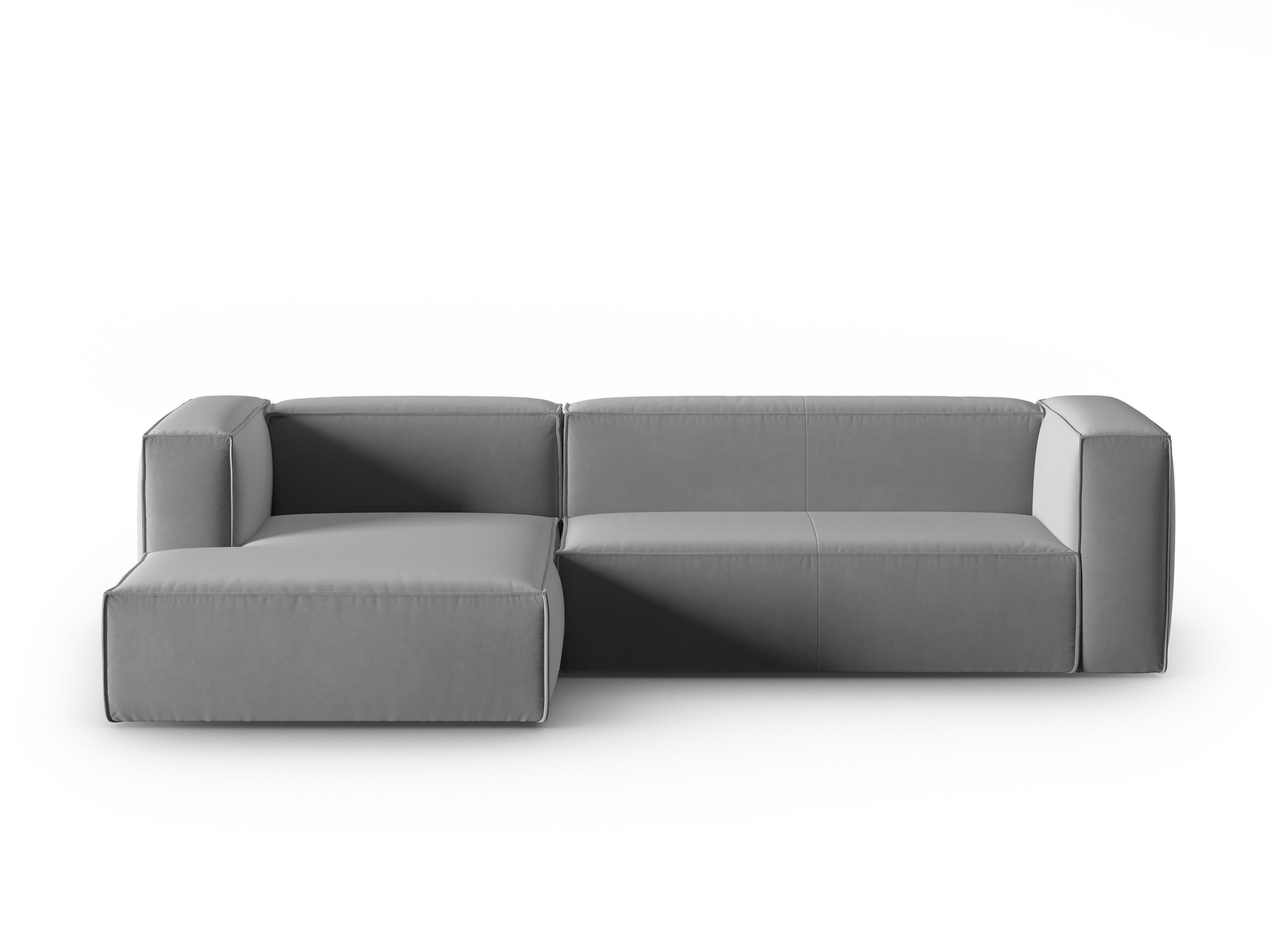 Corner velvet 4-seater left MACKAY light grey