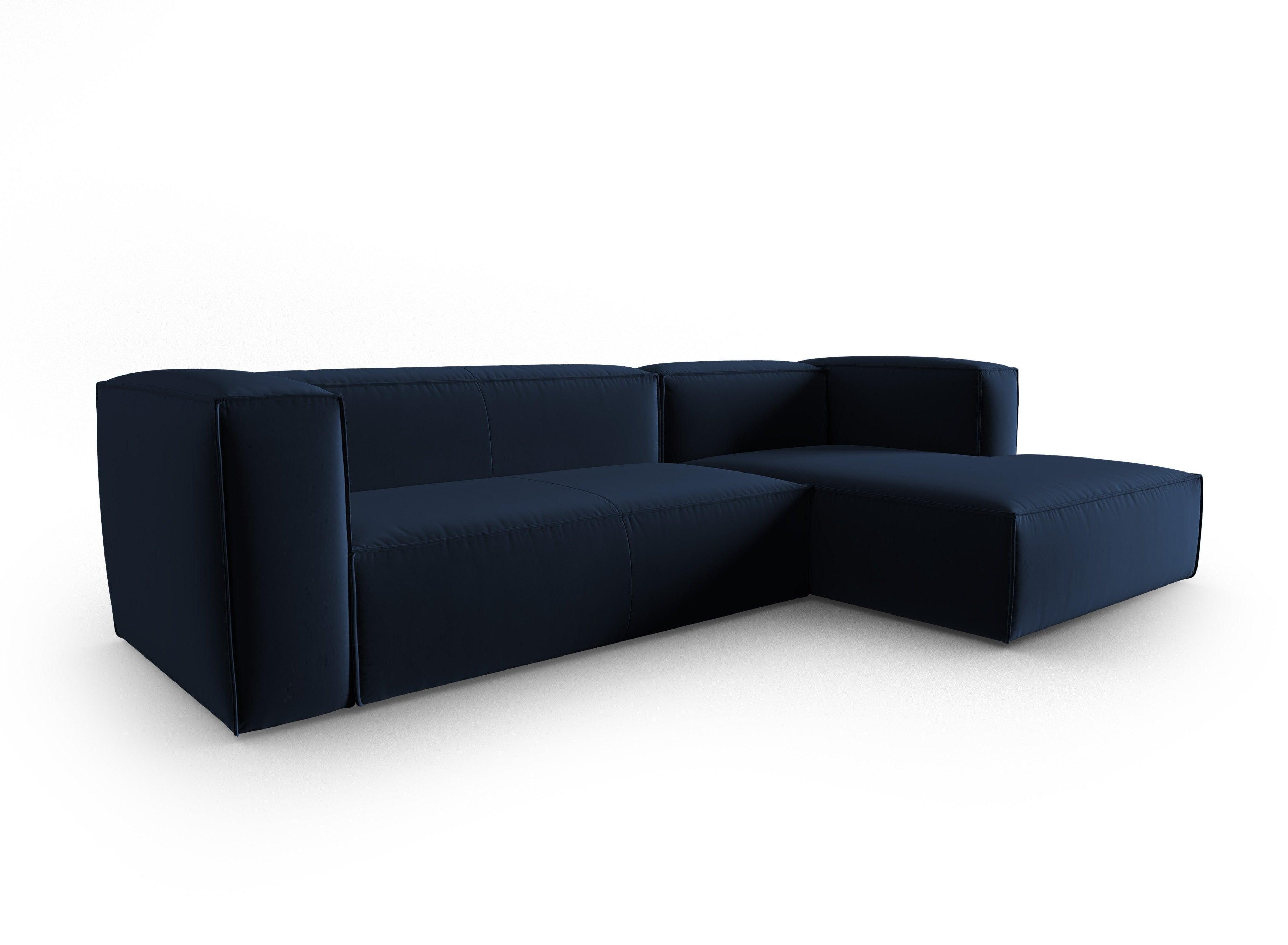 Corner velvet 4-seater right MACKAY royal blue