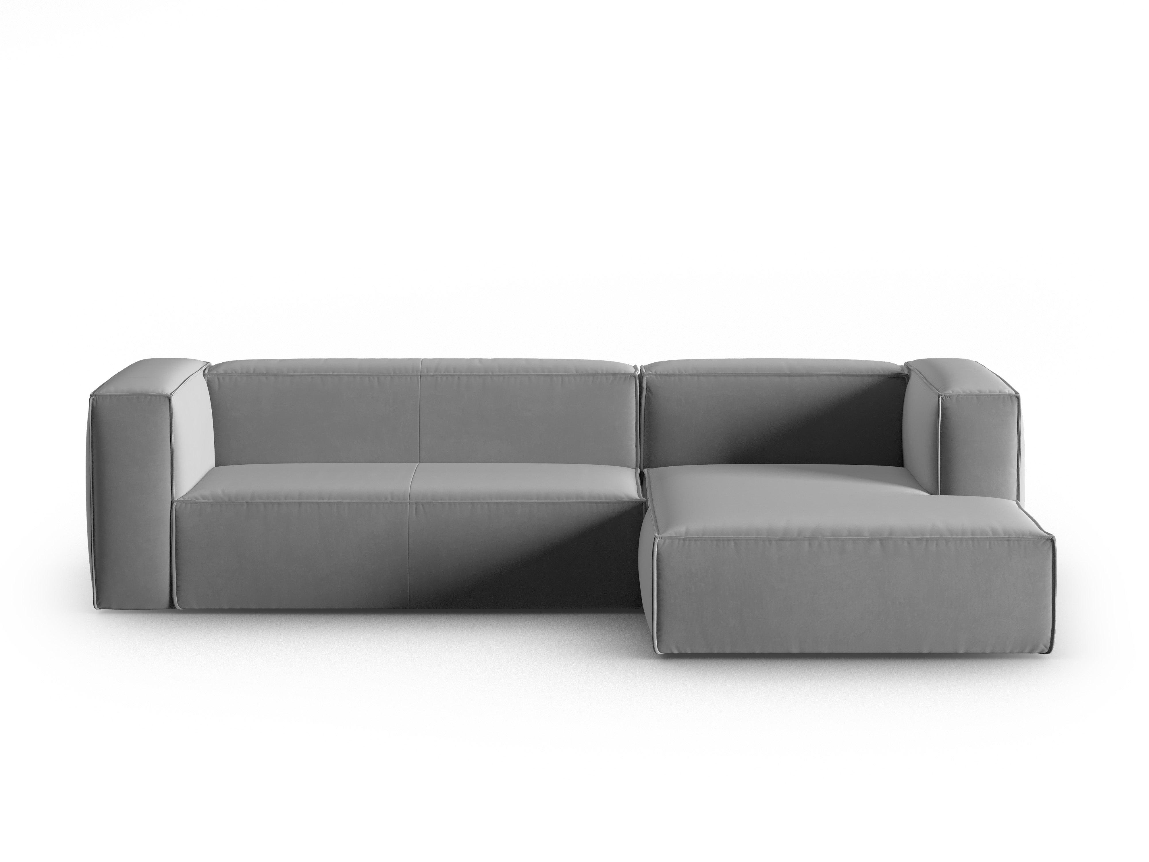 Corner velvet 4-seater right MACKAY light grey