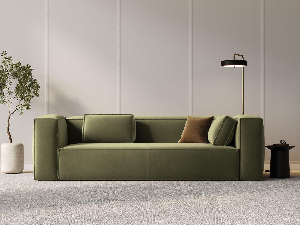 Velvet 4-seater sofa MACKAY light green