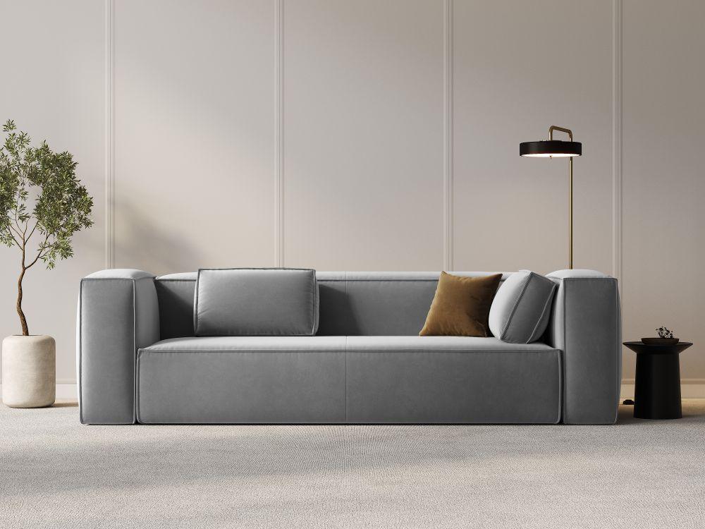 Velvet 4-seater sofa MACKAY light grey