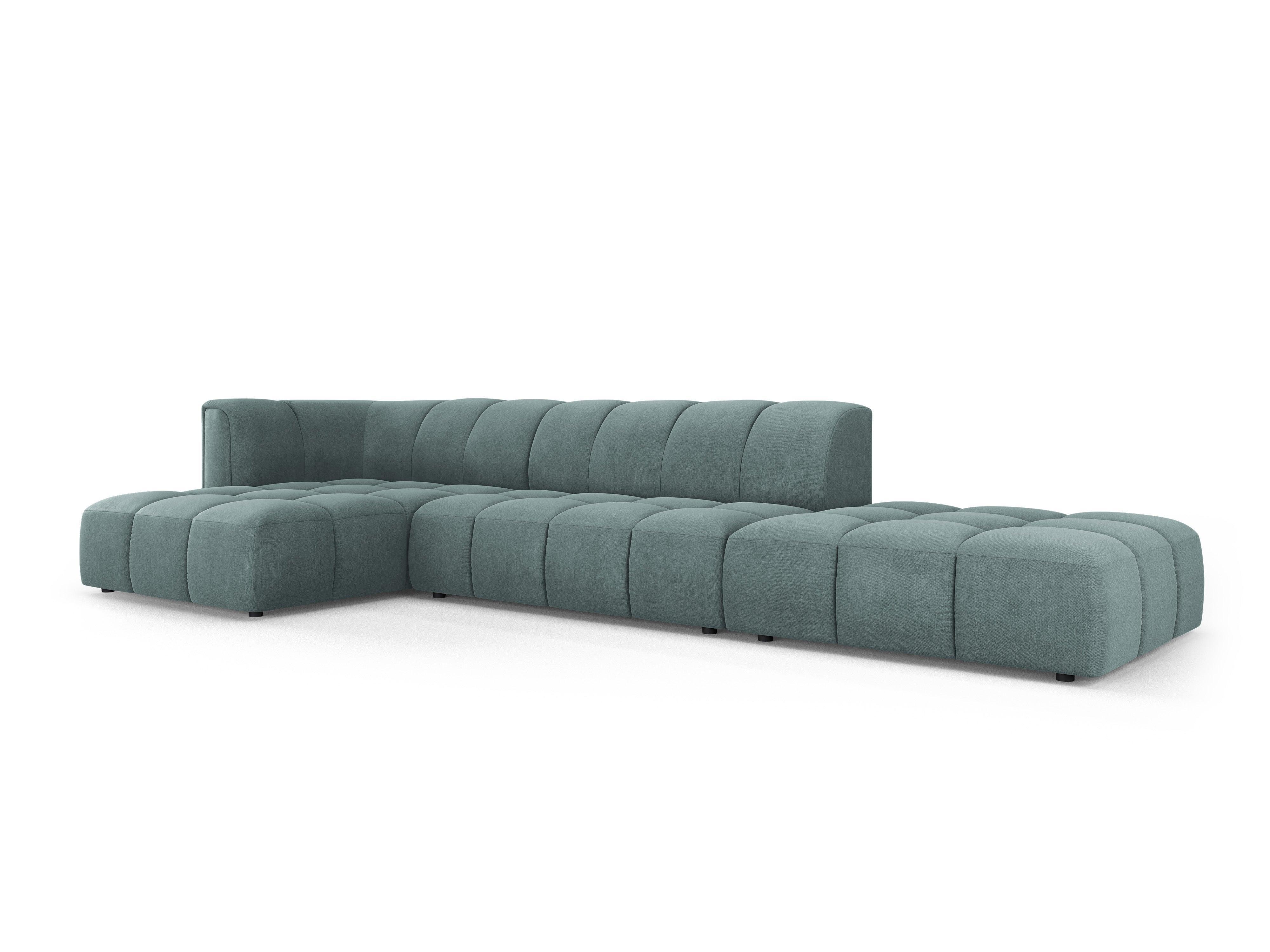 FRANCESCA 5-seater left-hand open sofa bed sea green chenille Milo Casa Eye on Design