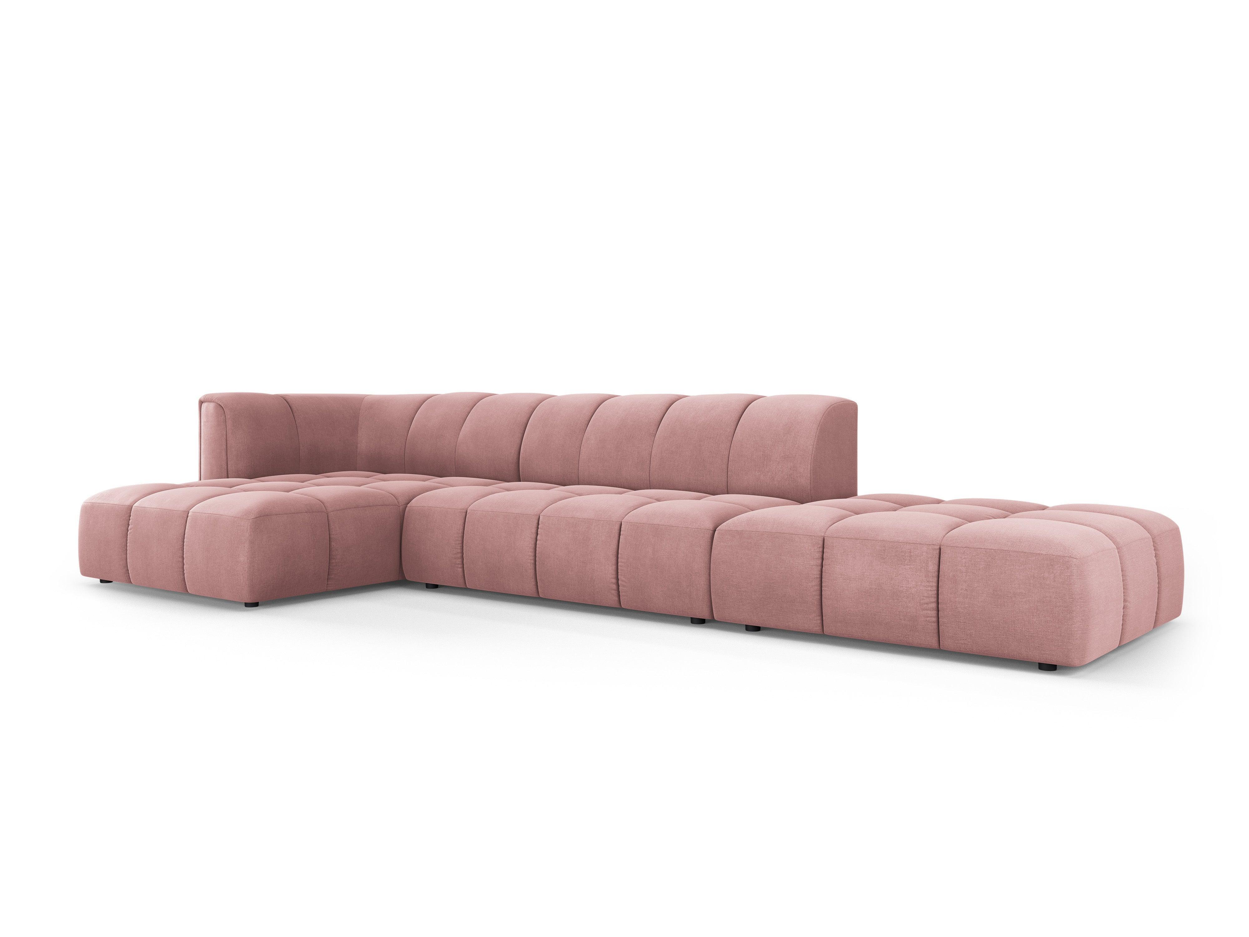 Corner sofa 5 seater left open FRANCESCA pink chenille Milo Casa Eye on Design