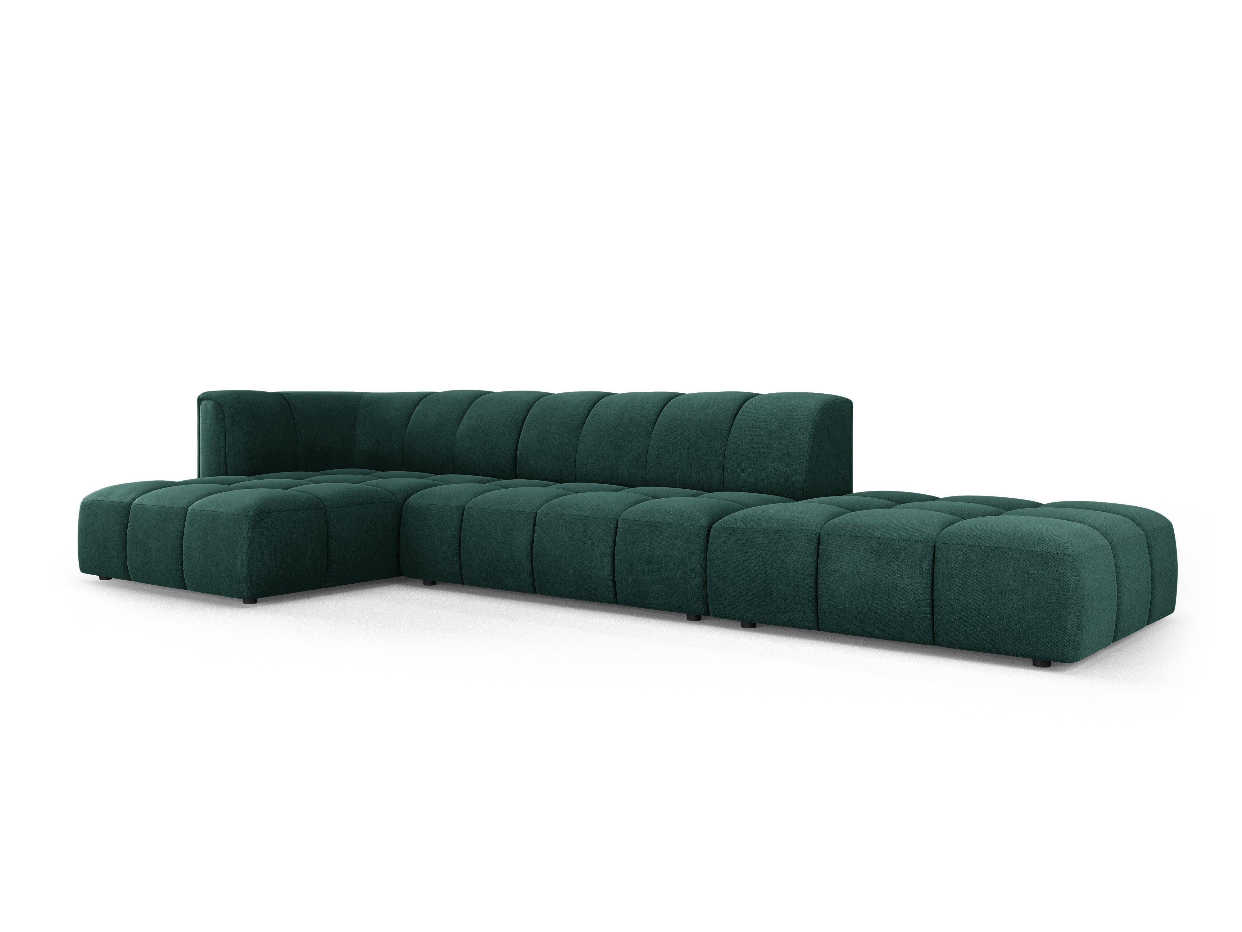 Corner sofa 5 seater left open FRANCESCA bottle green chenille Milo Casa Eye on Design