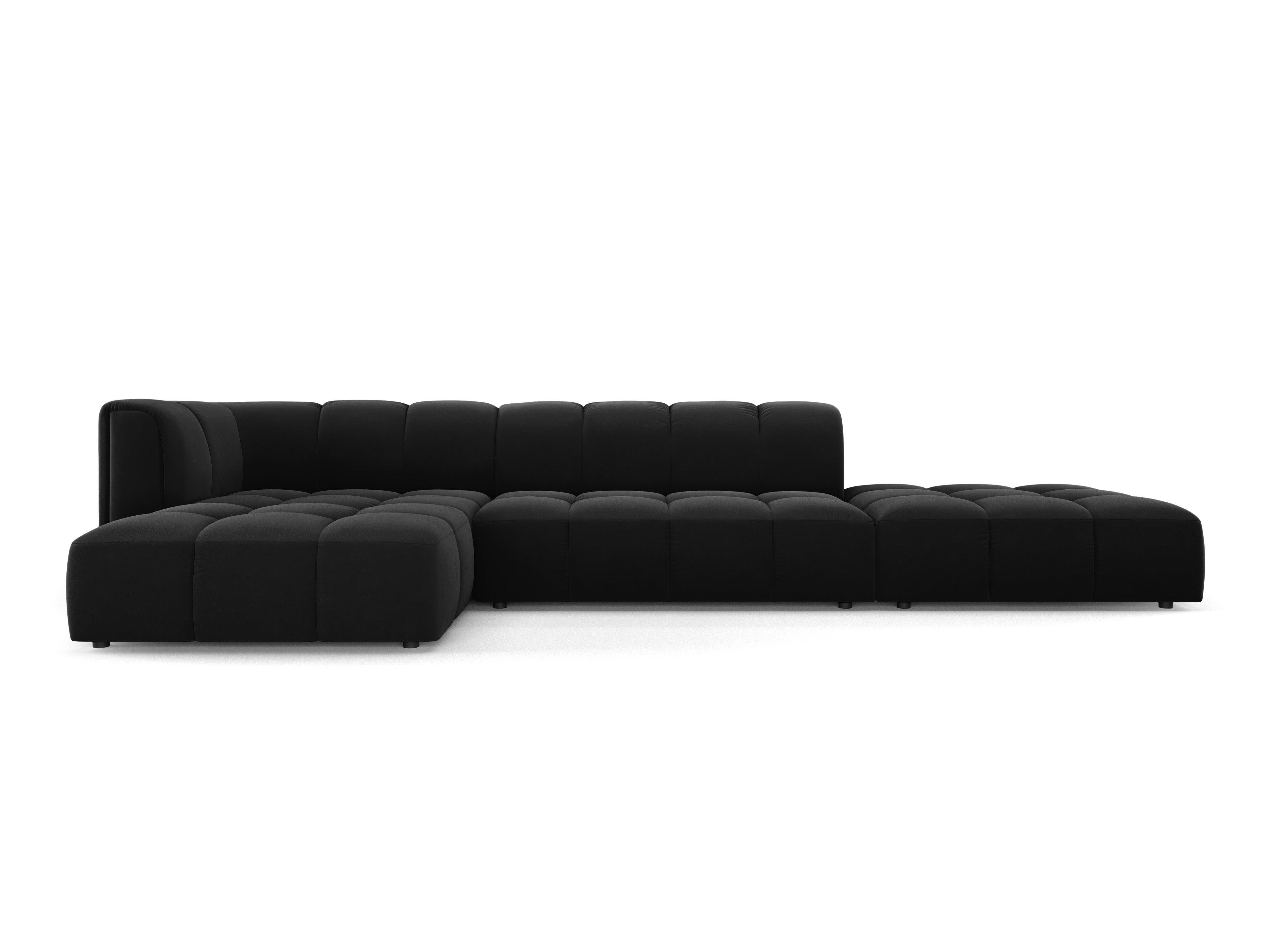 Velvet corner 5 seater right side open FRANCESCA black Milo Casa Eye on Design