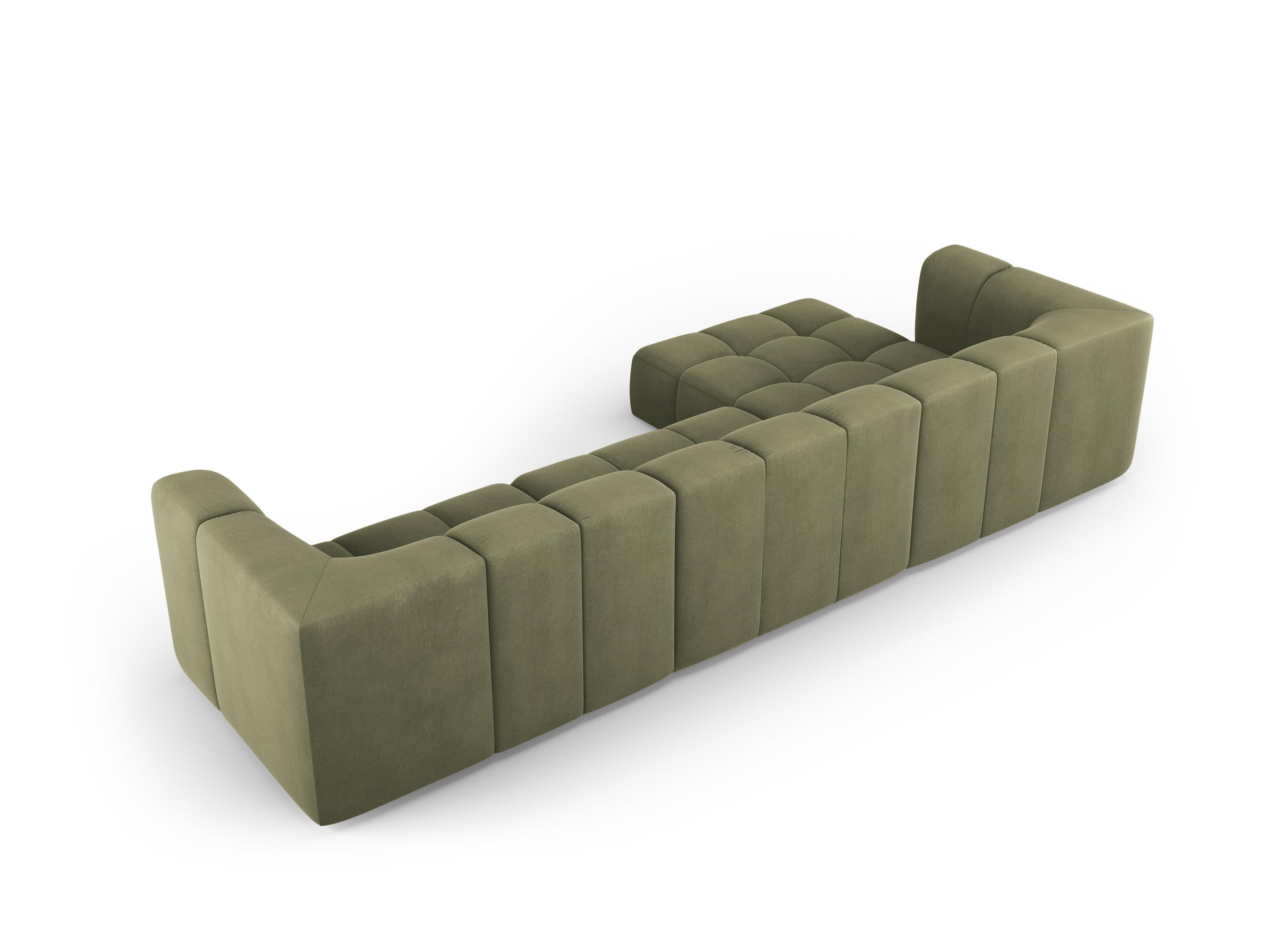 Corner sofa 5 seater left FRANCESCA light green chenille Milo Casa Eye on Design