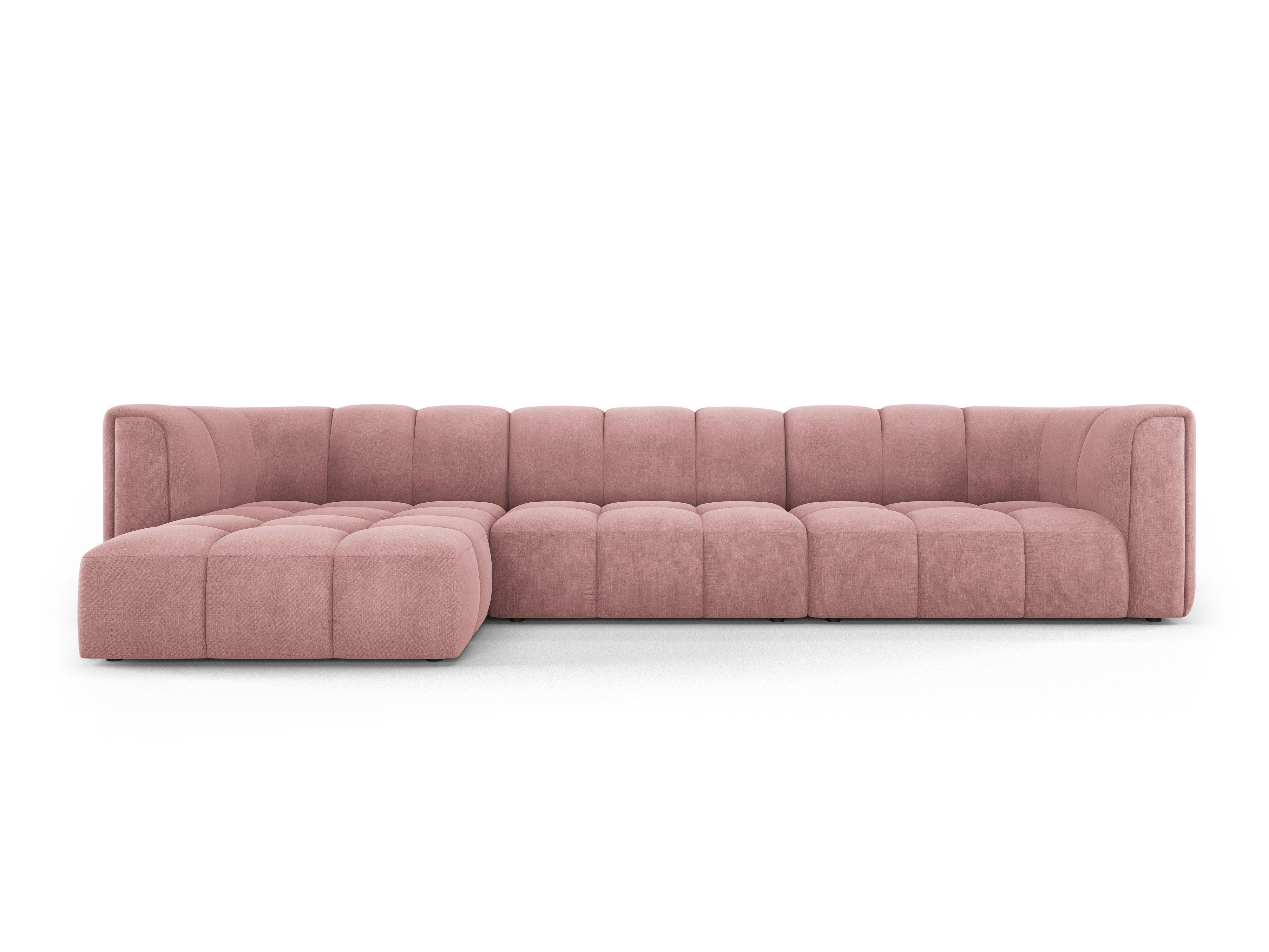 Corner sofa 5 seater left FRANCESCA pink chenille Milo Casa Eye on Design