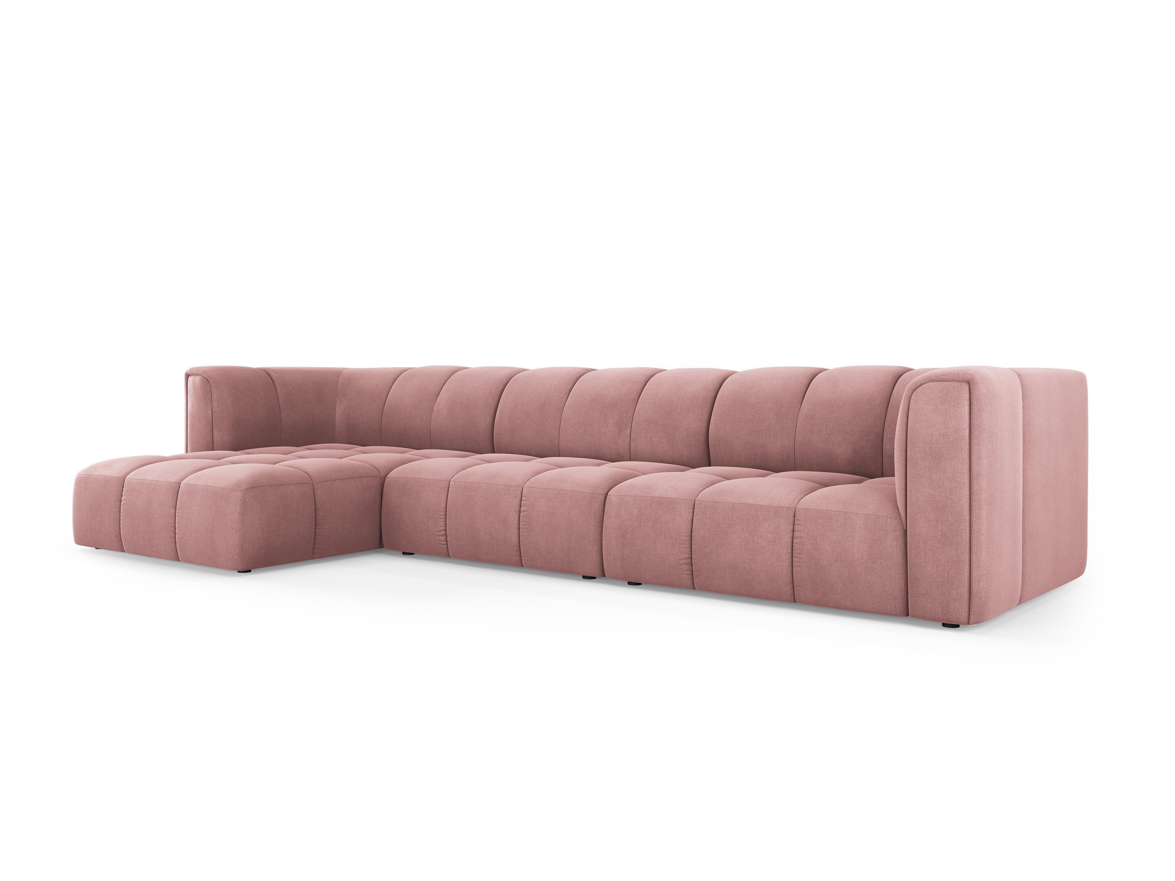 Corner sofa 5 seater left FRANCESCA pink chenille Milo Casa Eye on Design