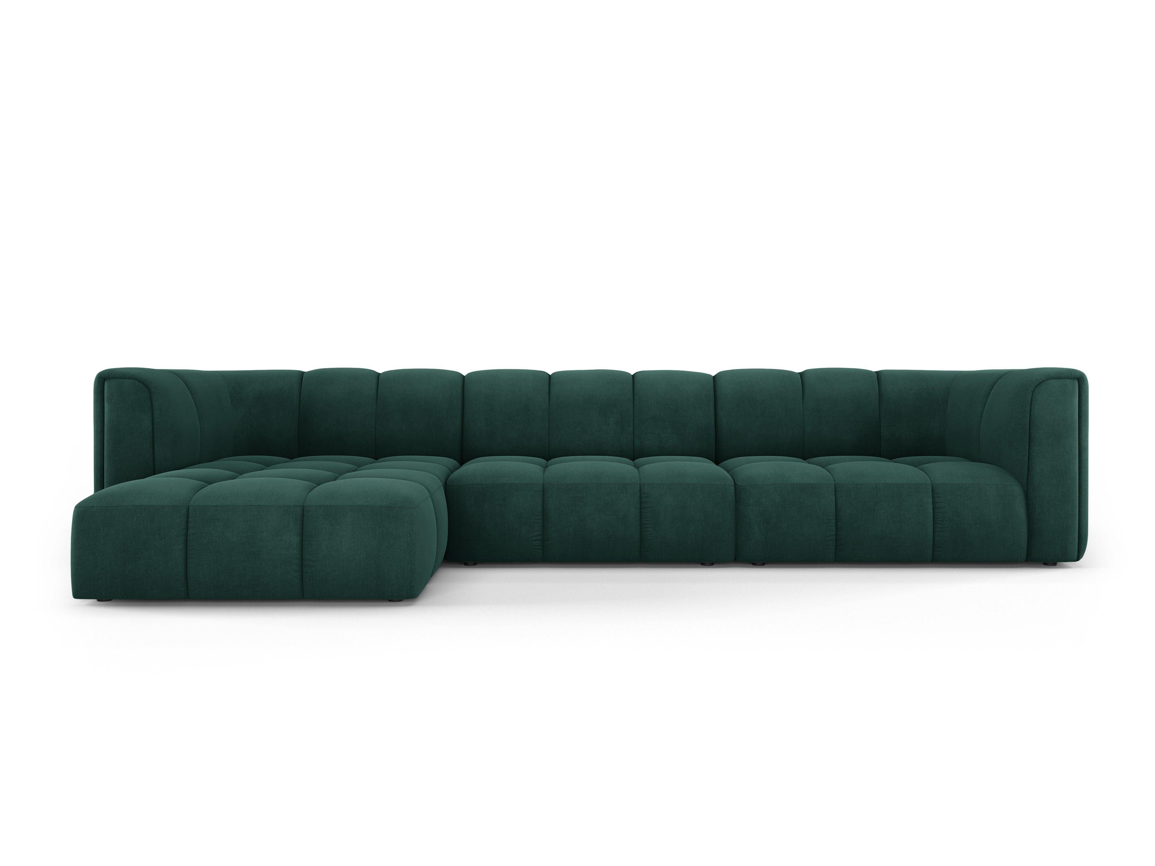 Corner sofa 5 seater left FRANCESCA bottle green chenille Milo Casa Eye on Design