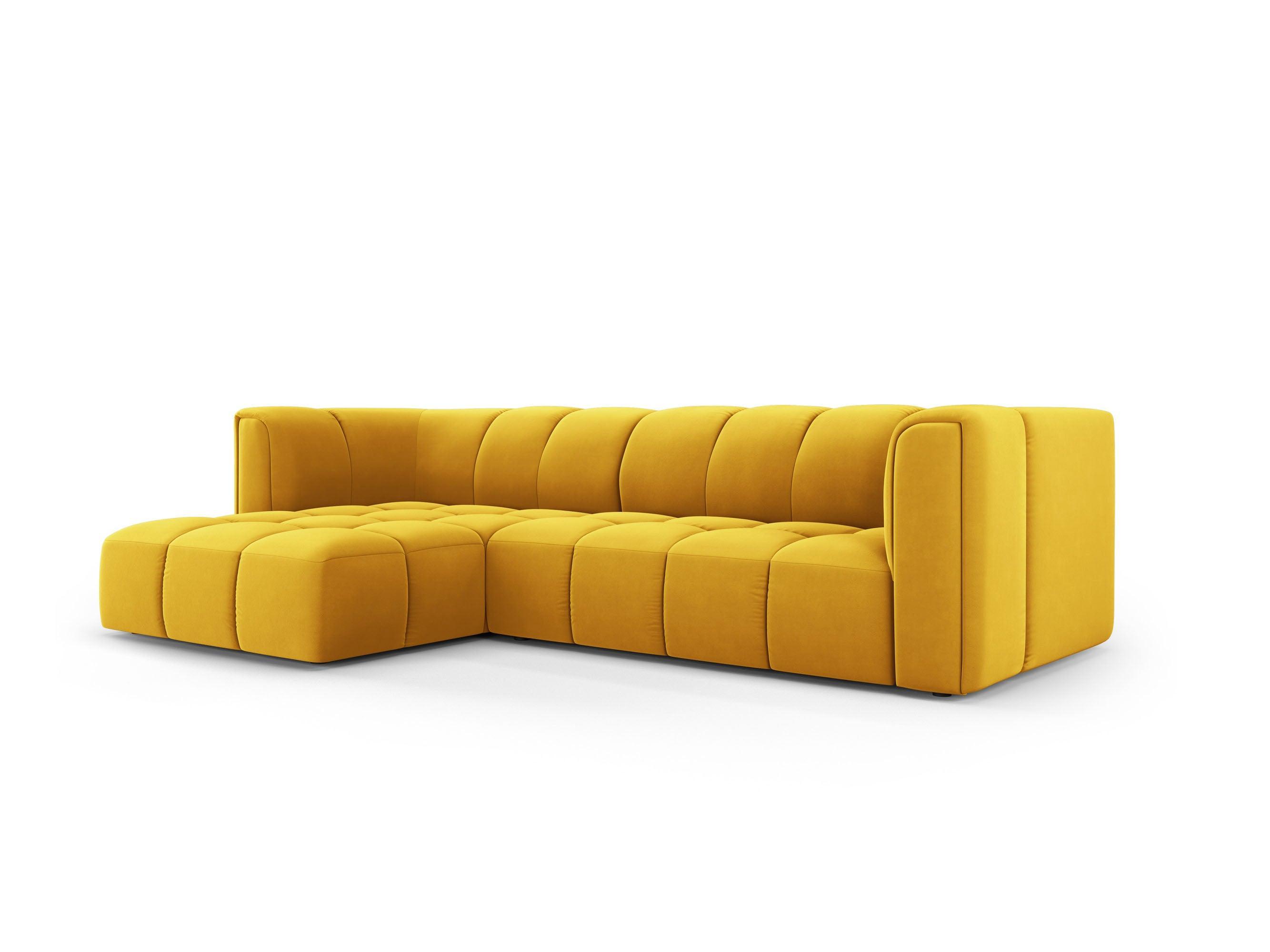 Velvet corner 3 seater left side FRANCESCA yellow Milo Casa Eye on Design