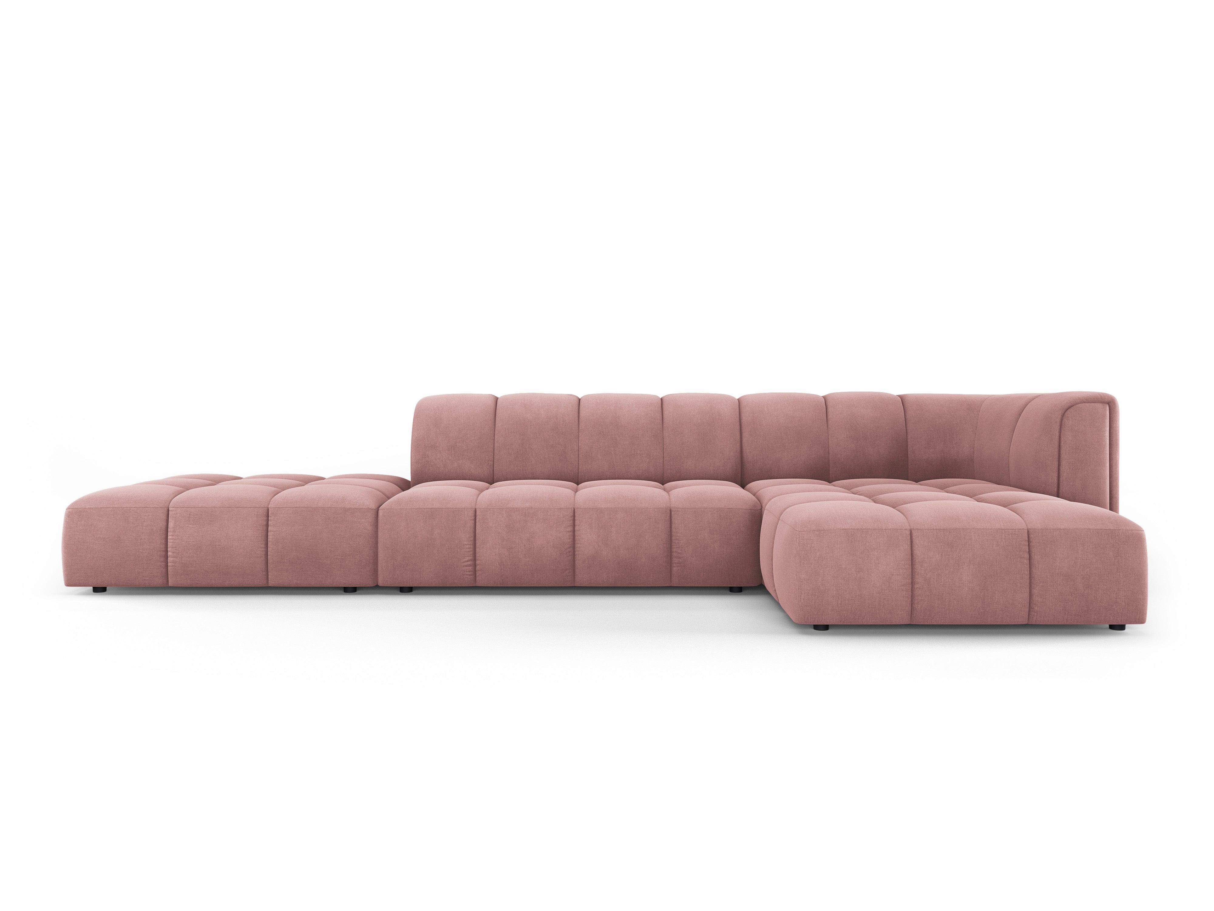 Corner sofa 5 seater right side open FRANCESCA pink chenille Milo Casa Eye on Design