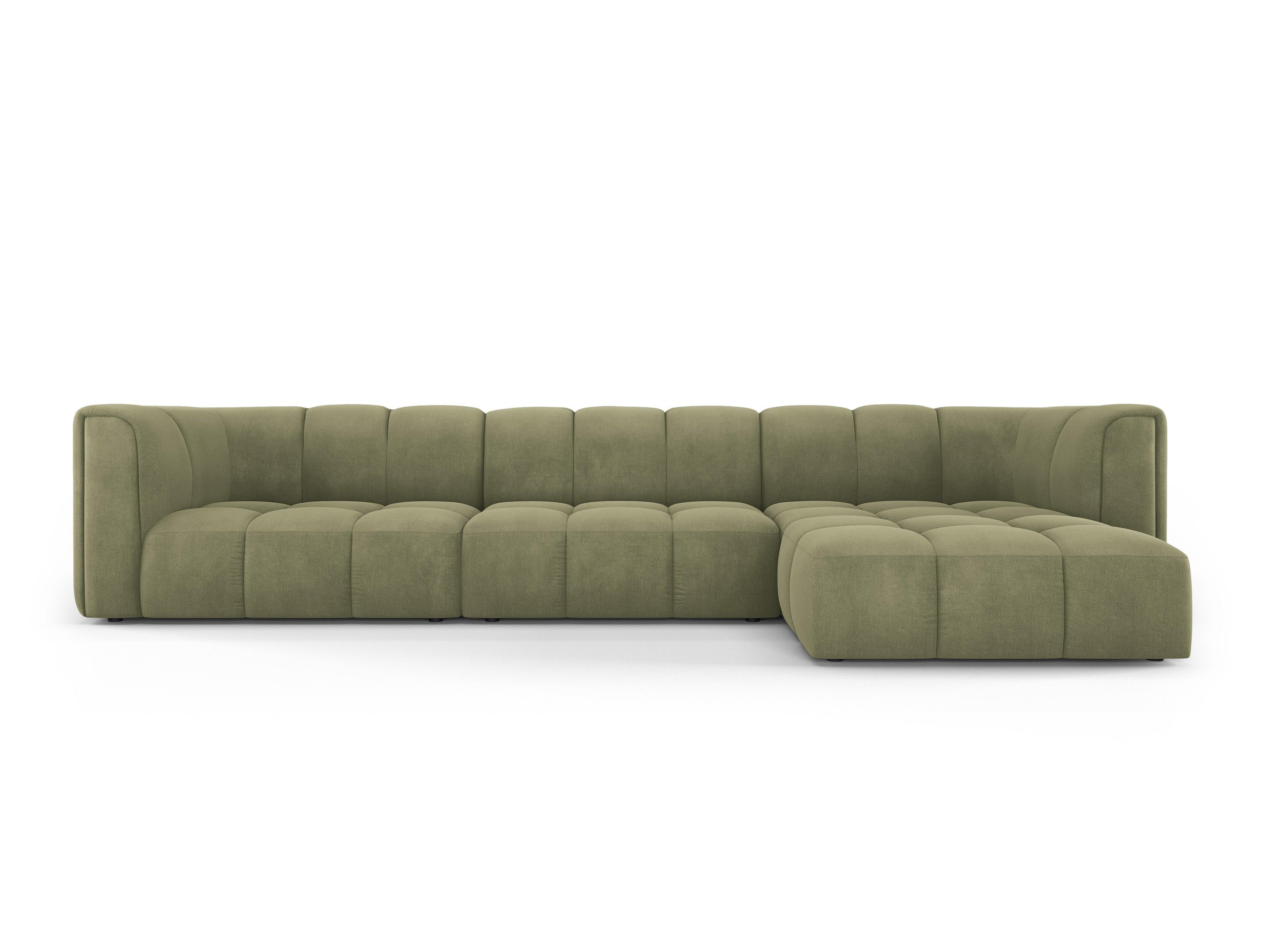 Corner sofa 5 seater right side FRANCESCA light green chenille Milo Casa Eye on Design