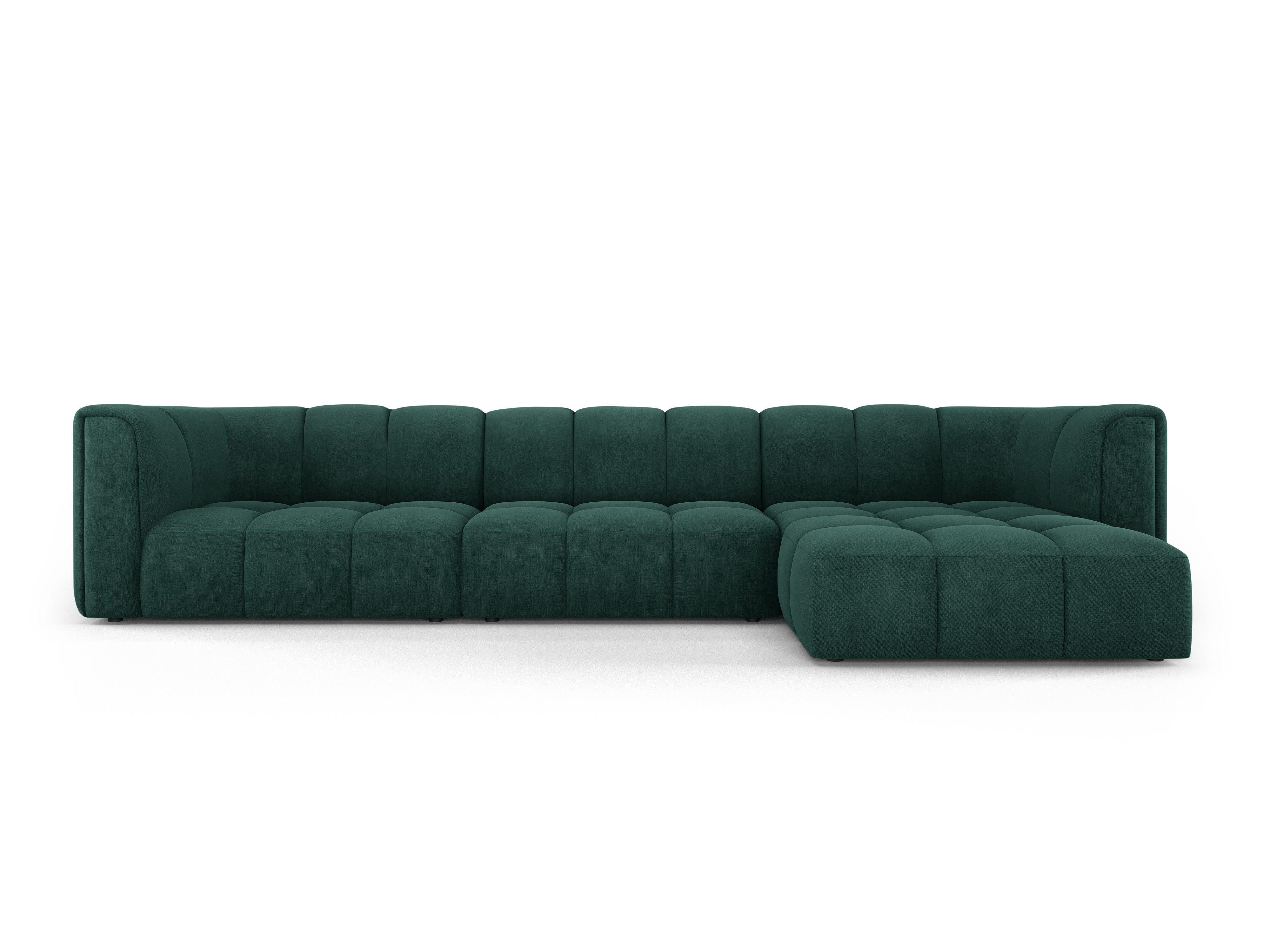 5-seater right-side corner sofa FRANCESCA bottle green chenille Milo Casa Eye on Design