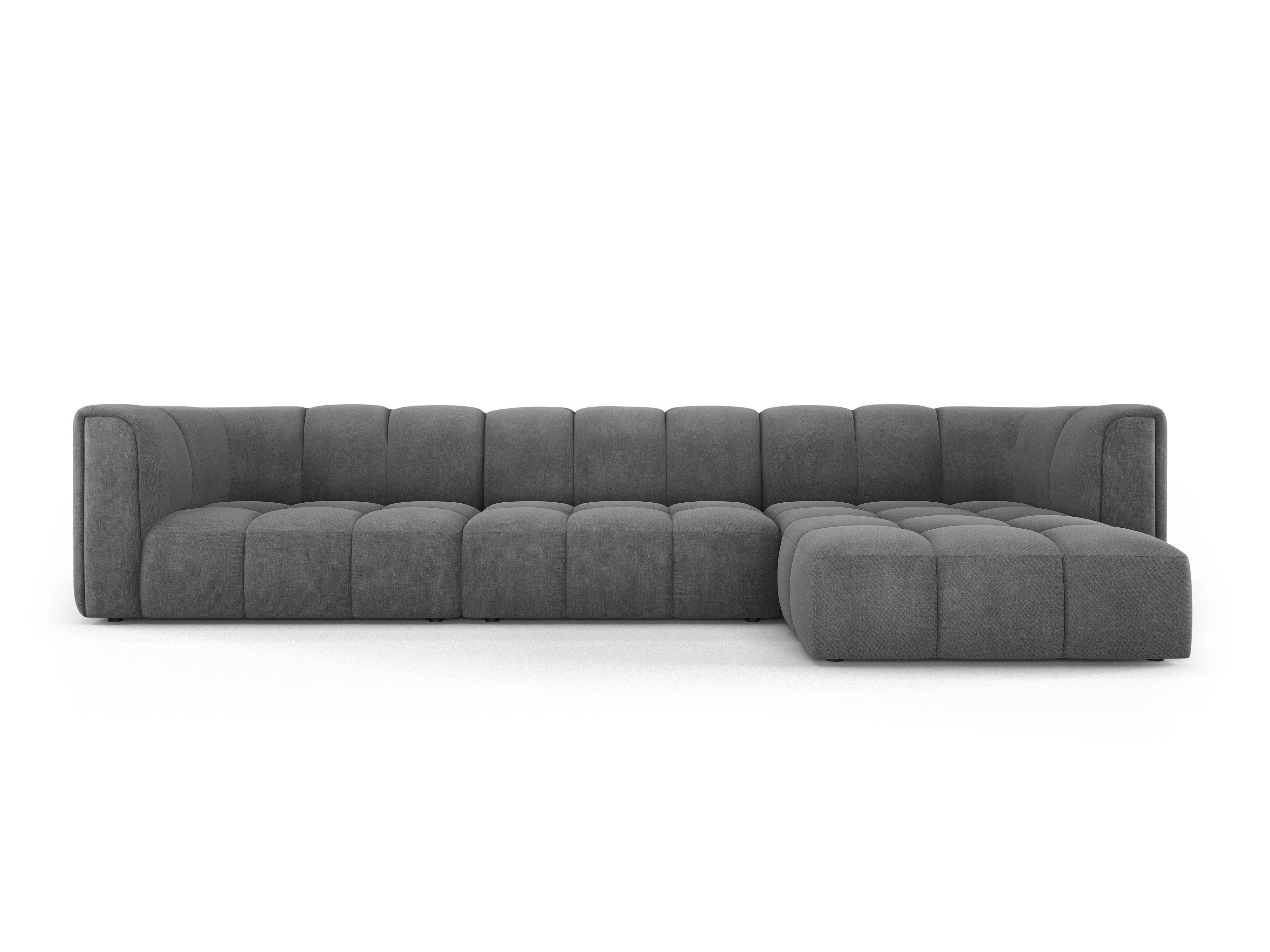 Corner sofa 5 seater right side FRANCESCA dark grey chenille Milo Casa Eye on Design