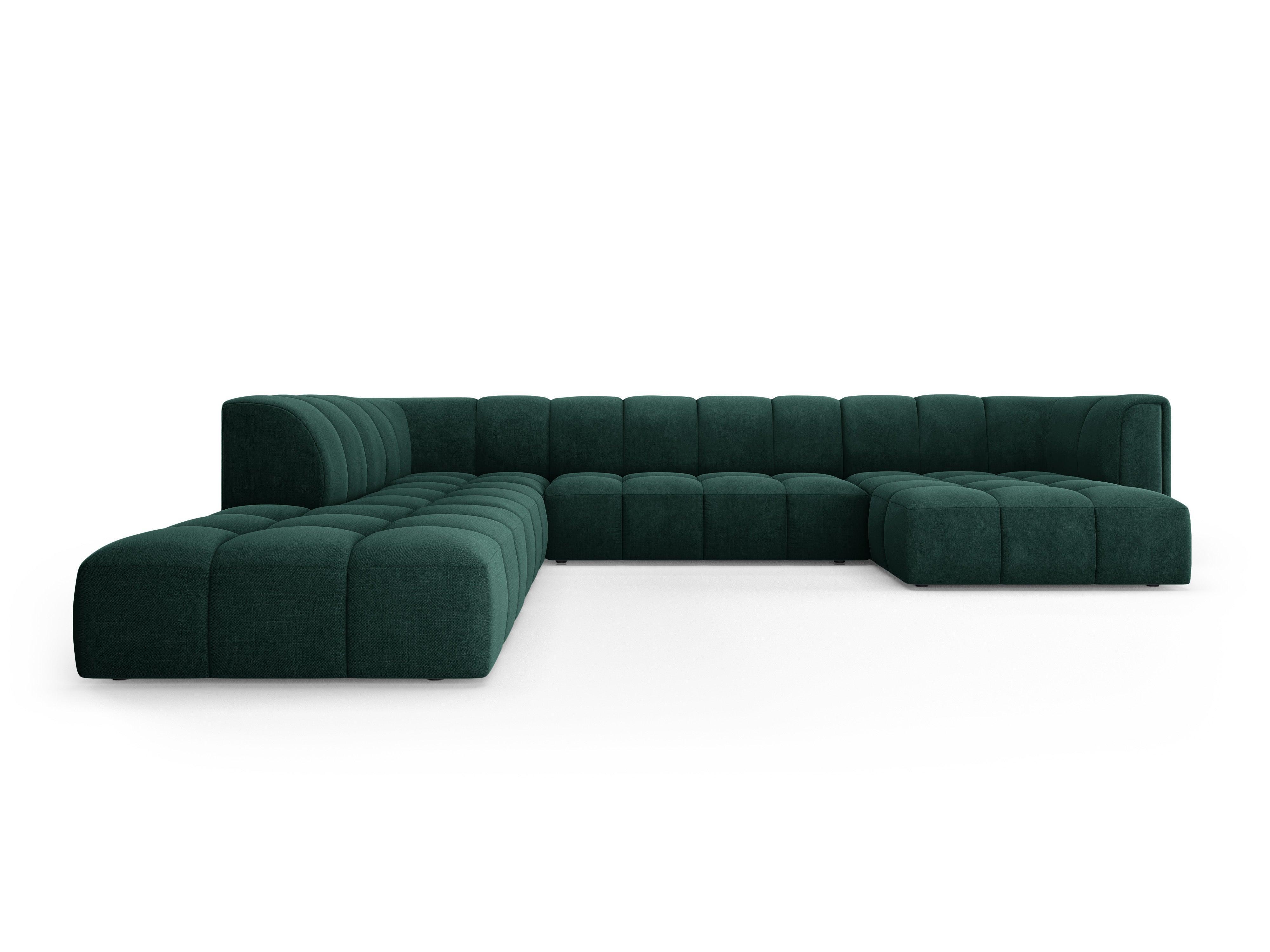 Left side panoramic sofa FRANCESCA bottle green chenille Milo Casa Eye on Design