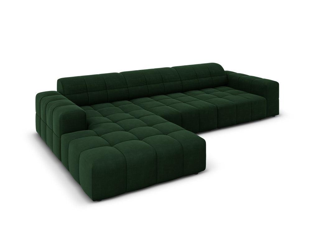 Left-hand corner velvet 4-seater CHICAGO bottled green Cosmopolitan Design Eye on Design