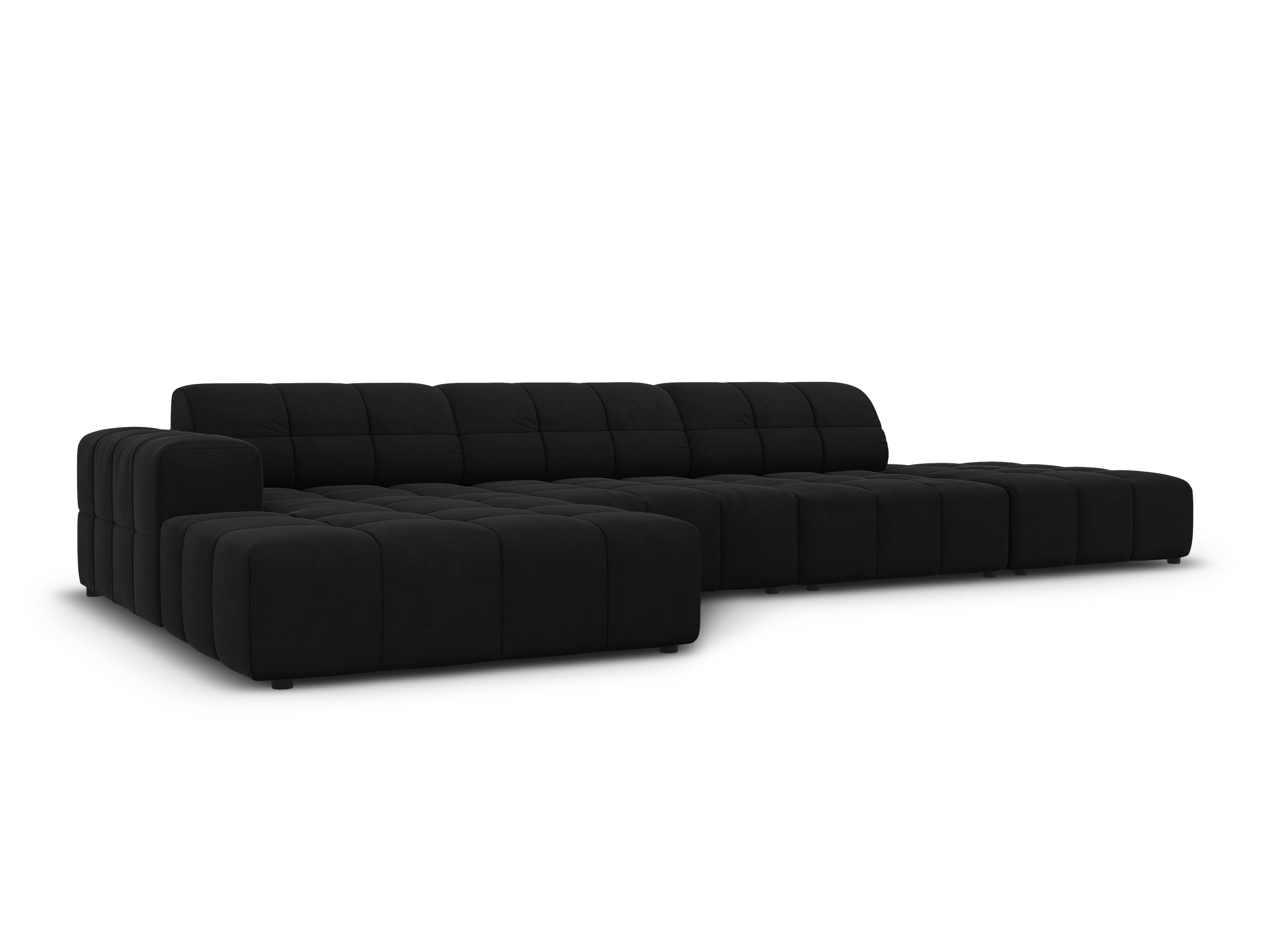 Left-hand corner velvet 5-seater CHICAGO black Cosmopolitan Design Eye on Design