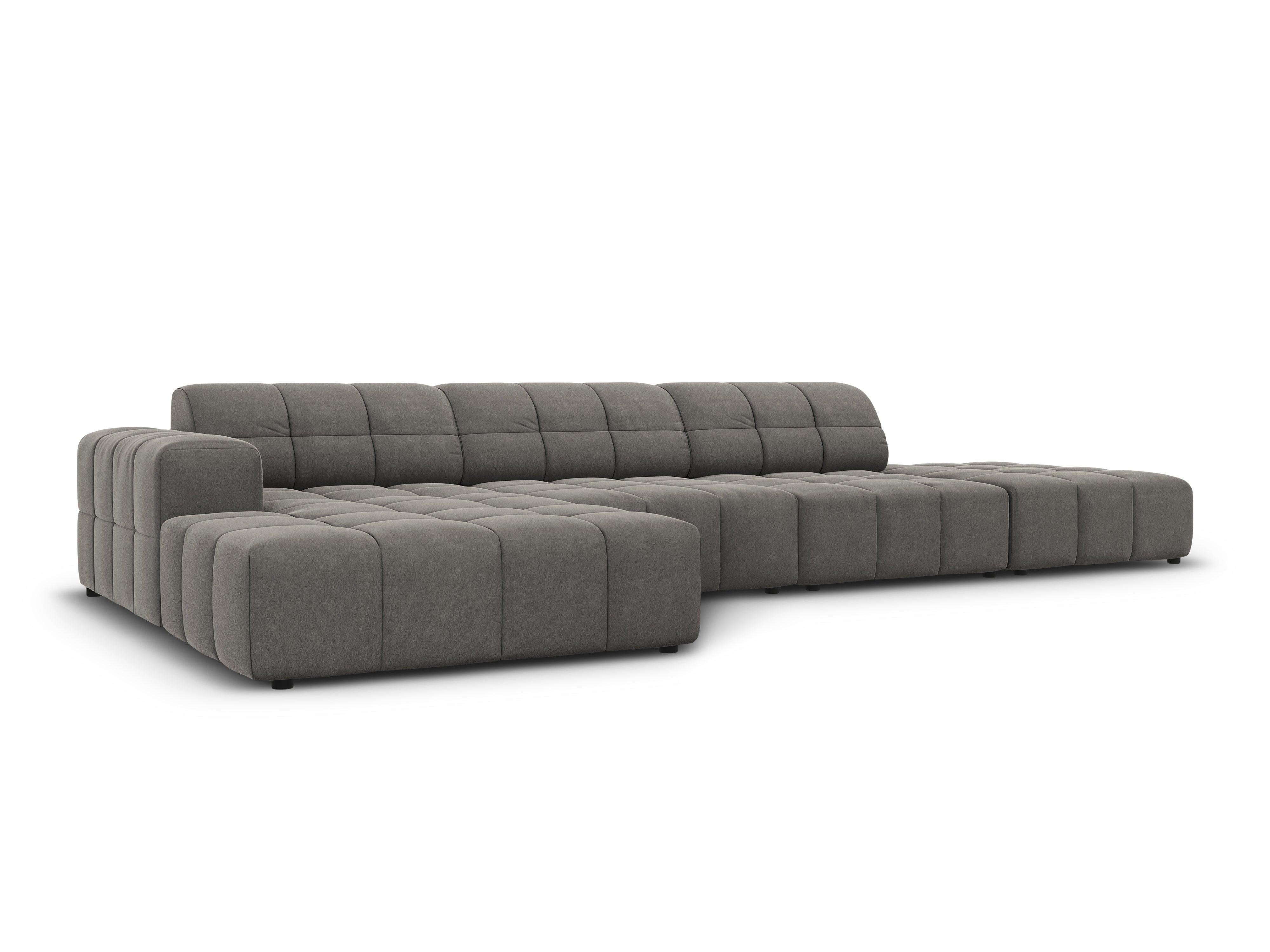 Left side velvet 5 seater corner sofa CHICAGO grey Cosmopolitan Design Eye on Design