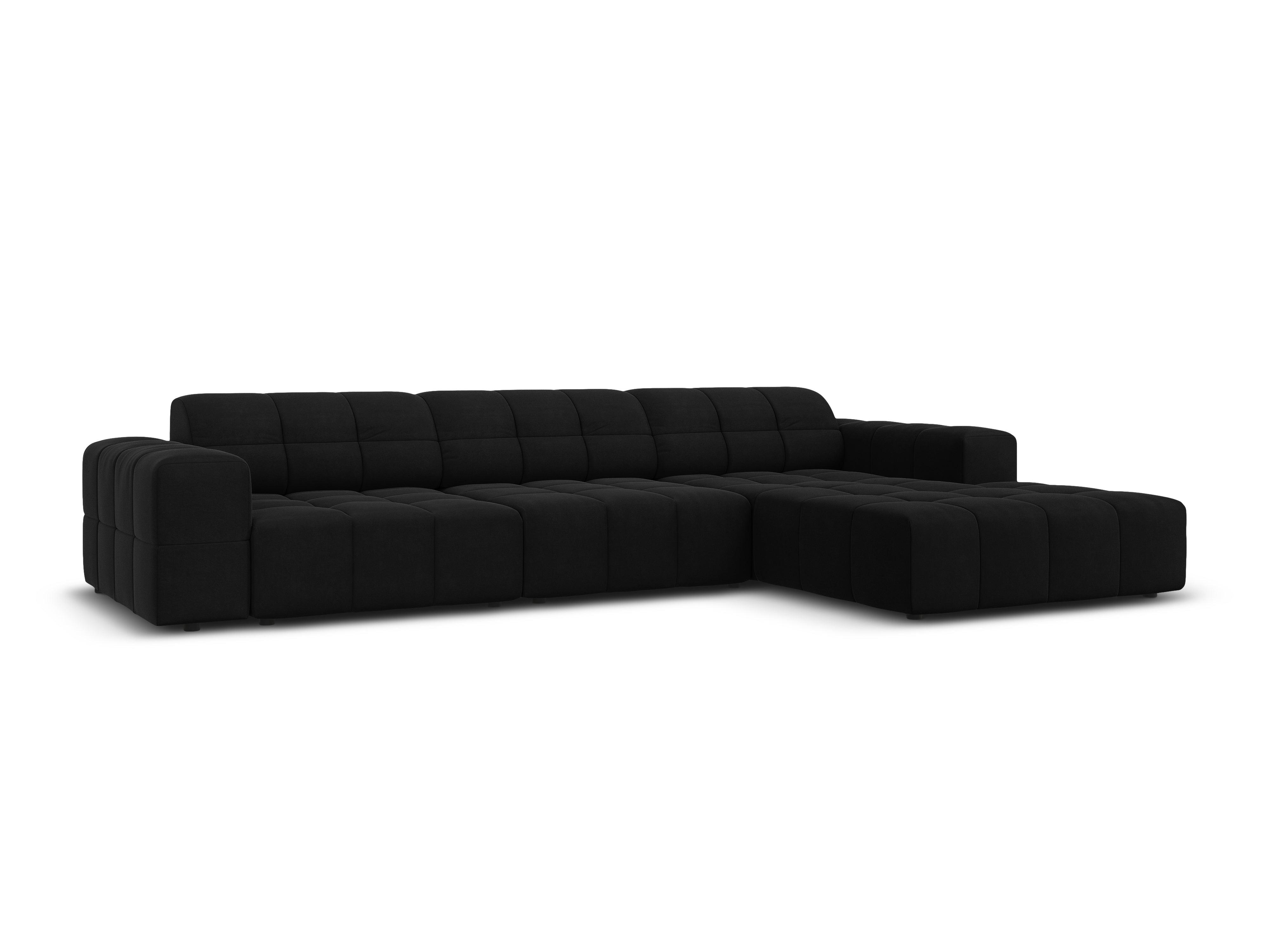 Right-hand corner velvet 4-seater CHICAGO black Cosmopolitan Design Eye on Design