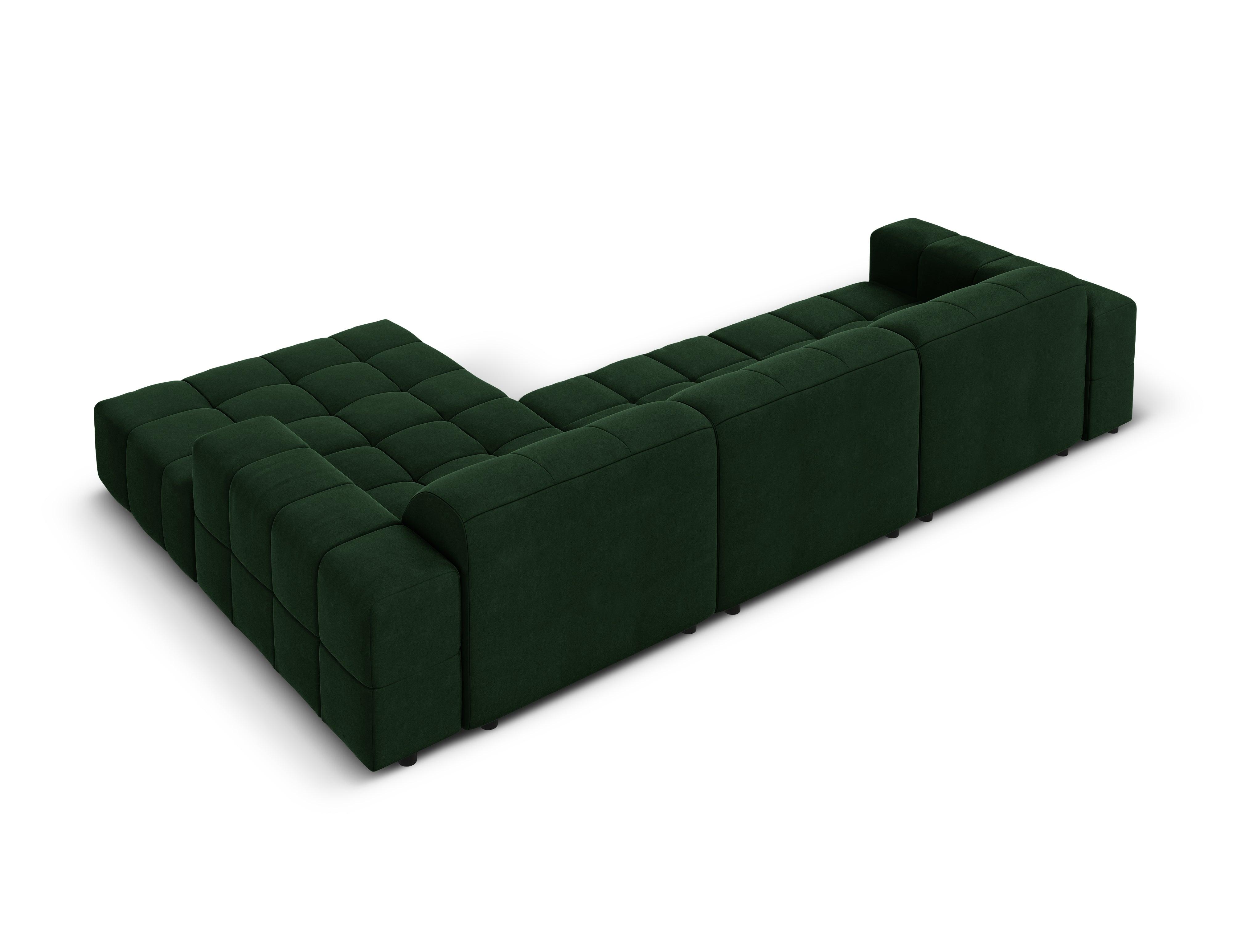 Right-hand corner velvet 4-seater CHICAGO bottled green Cosmopolitan Design Eye on Design