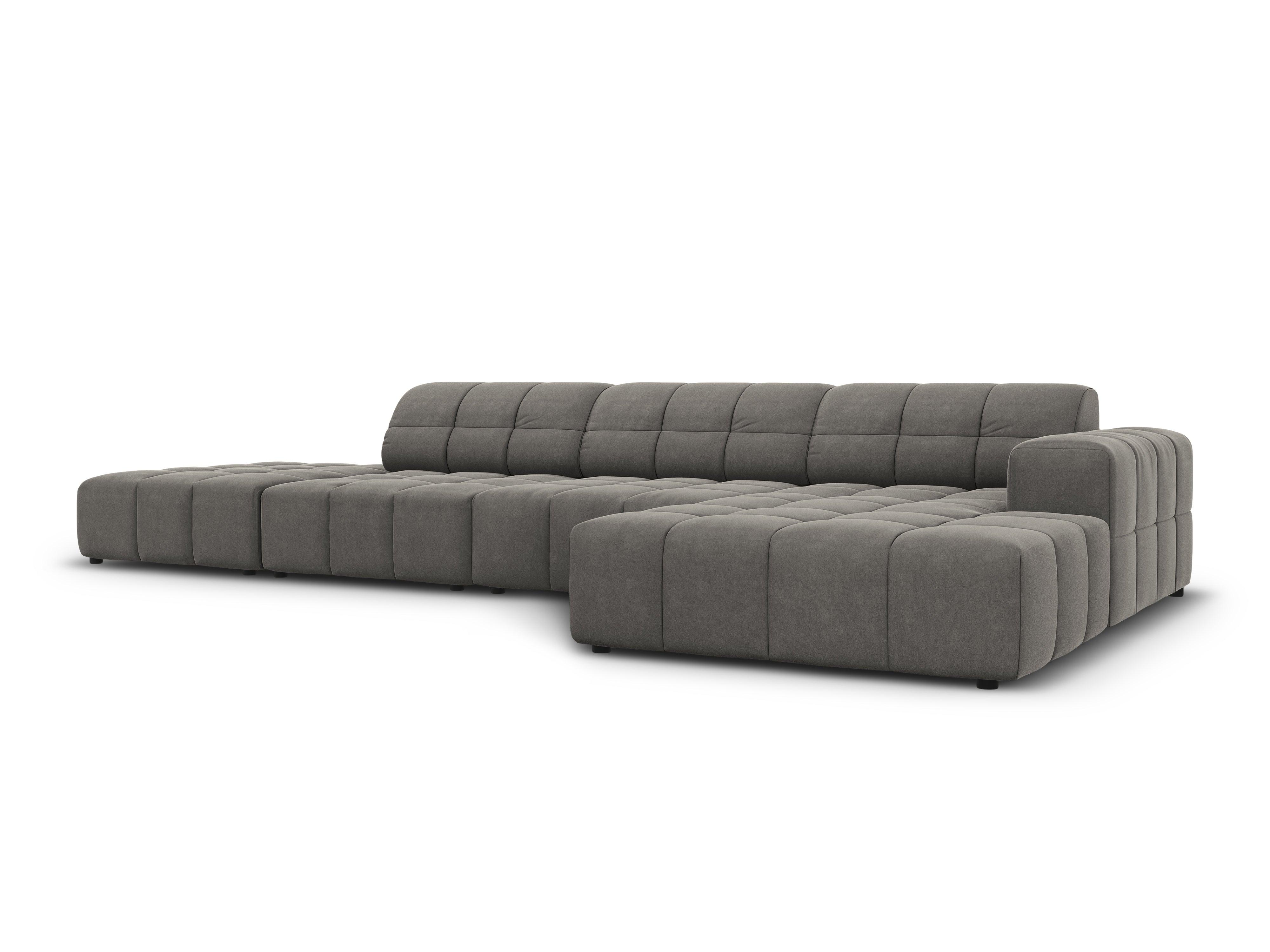 Right-hand corner velvet 5-seater CHICAGO grey Cosmopolitan Design Eye on Design